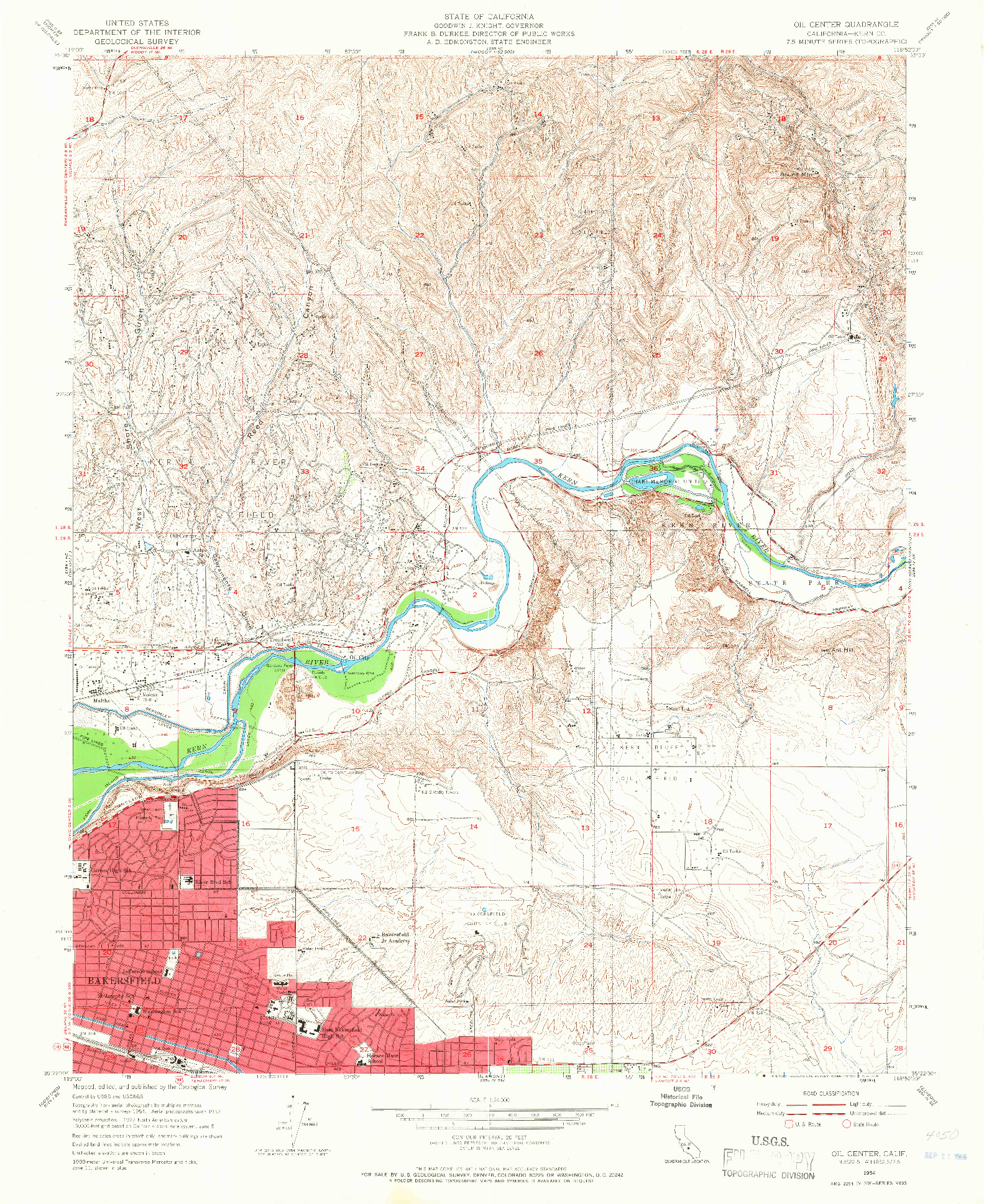 USGS 1:24000-SCALE QUADRANGLE FOR OIL CENTER, CA 1954