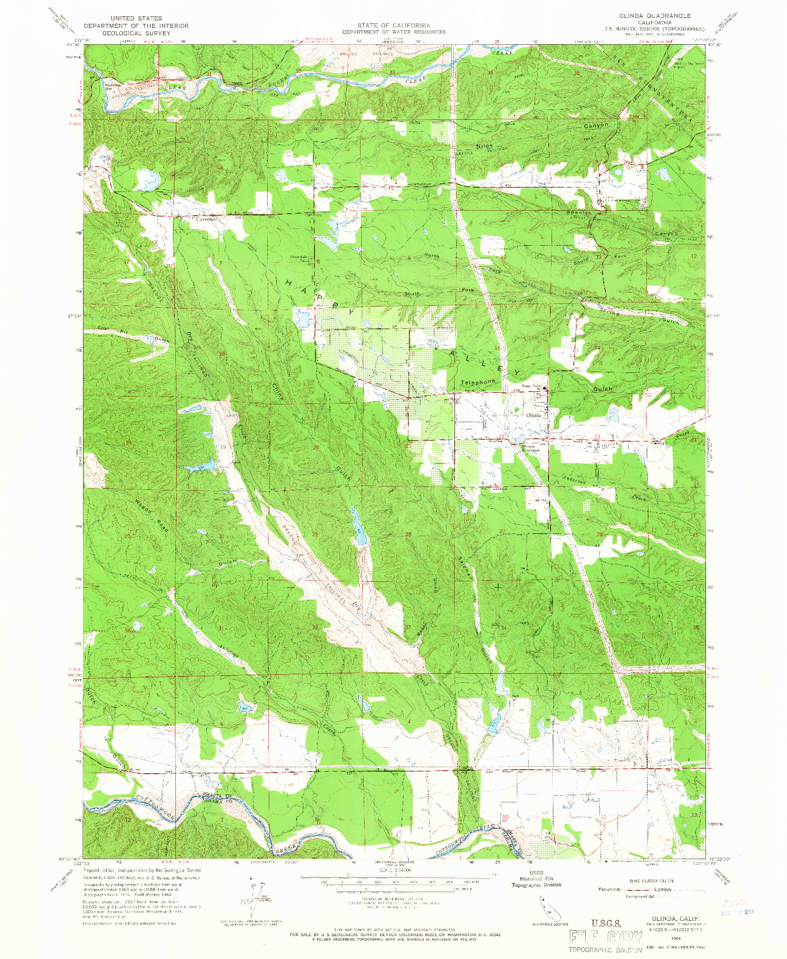 USGS 1:24000-SCALE QUADRANGLE FOR OLINDA, CA 1964