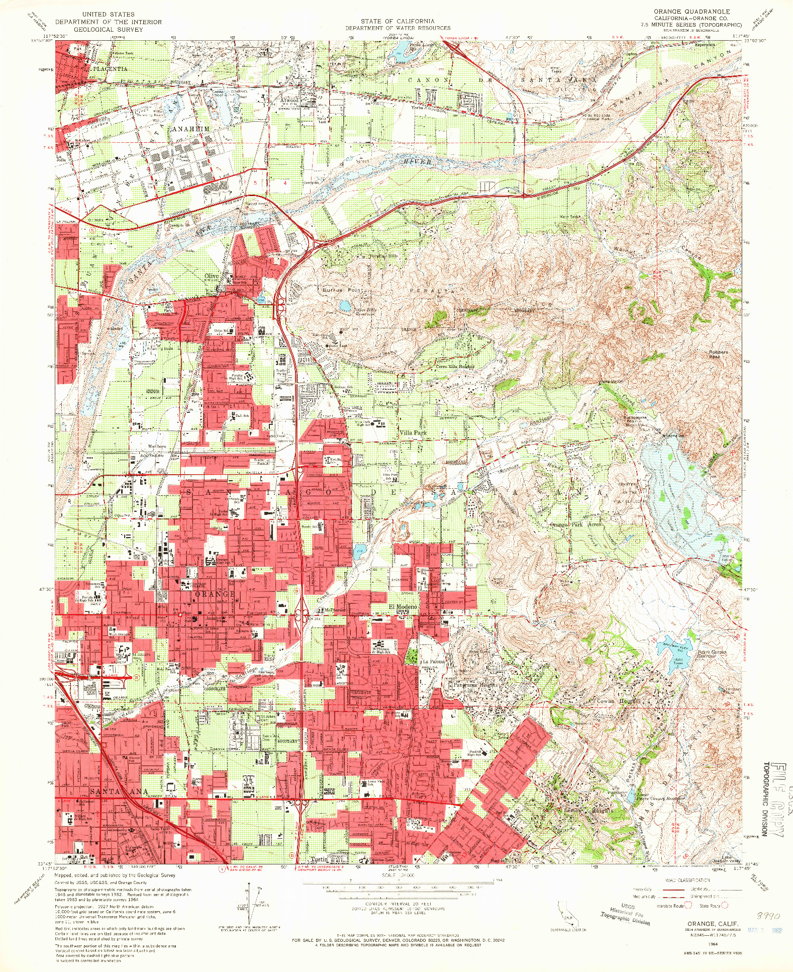 USGS 1:24000-SCALE QUADRANGLE FOR ORANGE, CA 1964