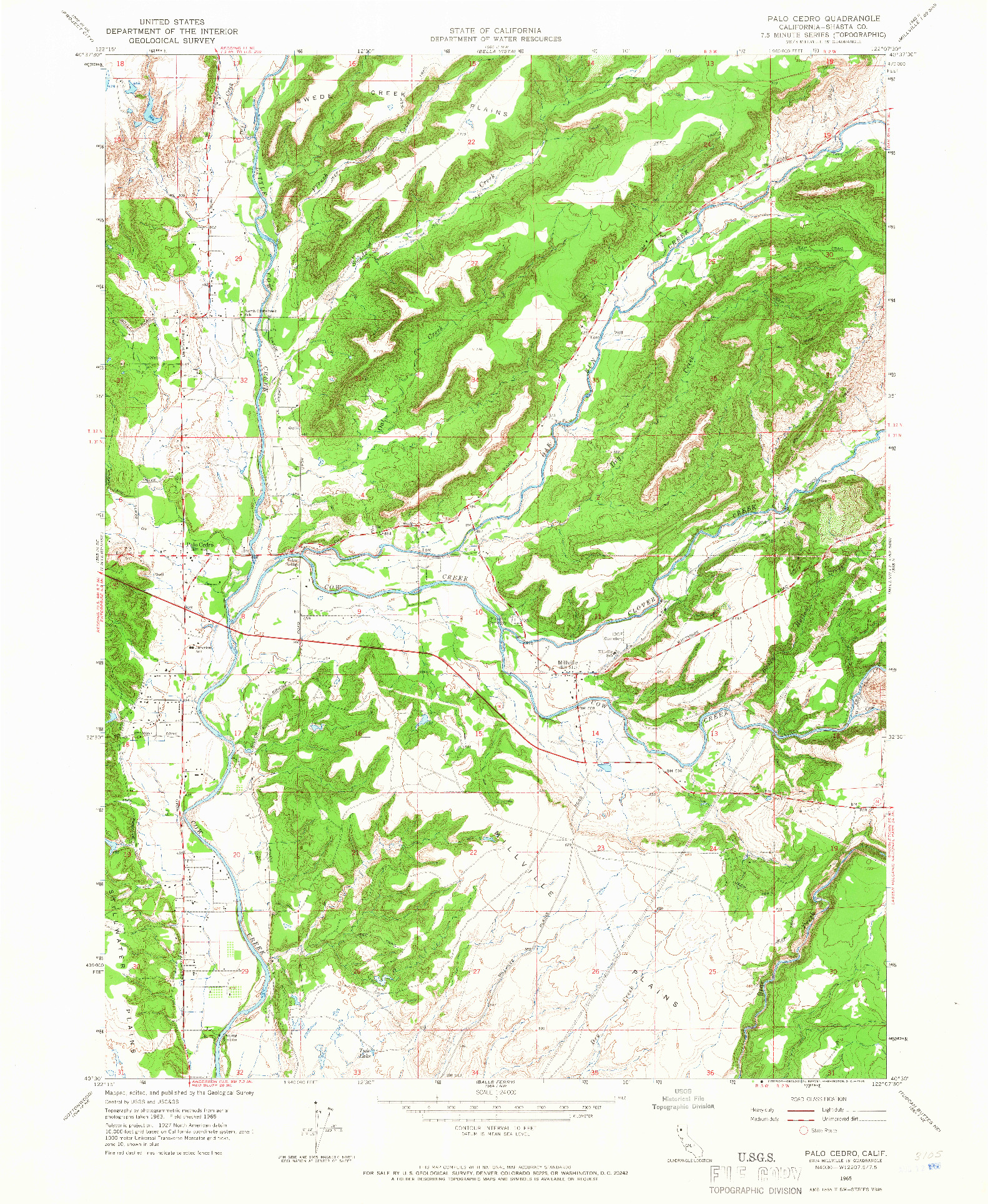 USGS 1:24000-SCALE QUADRANGLE FOR PALO CEDRO, CA 1965