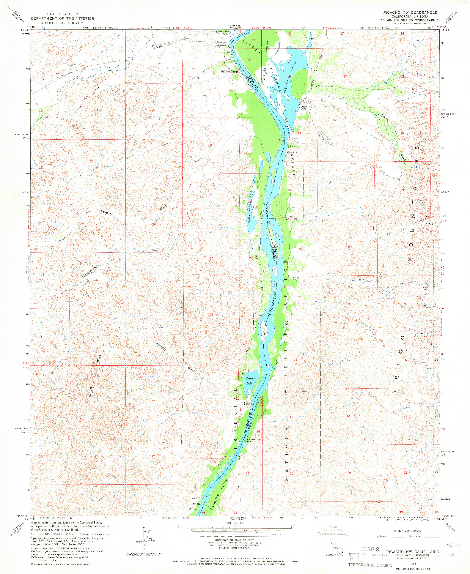 USGS 1:24000-SCALE QUADRANGLE FOR PICACHO NW, CA 1965