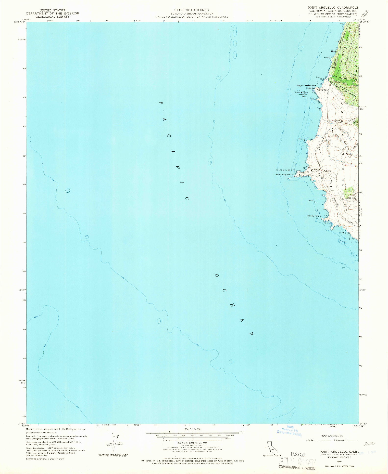 USGS 1:24000-SCALE QUADRANGLE FOR POINT ARGUELLO, CA 1959