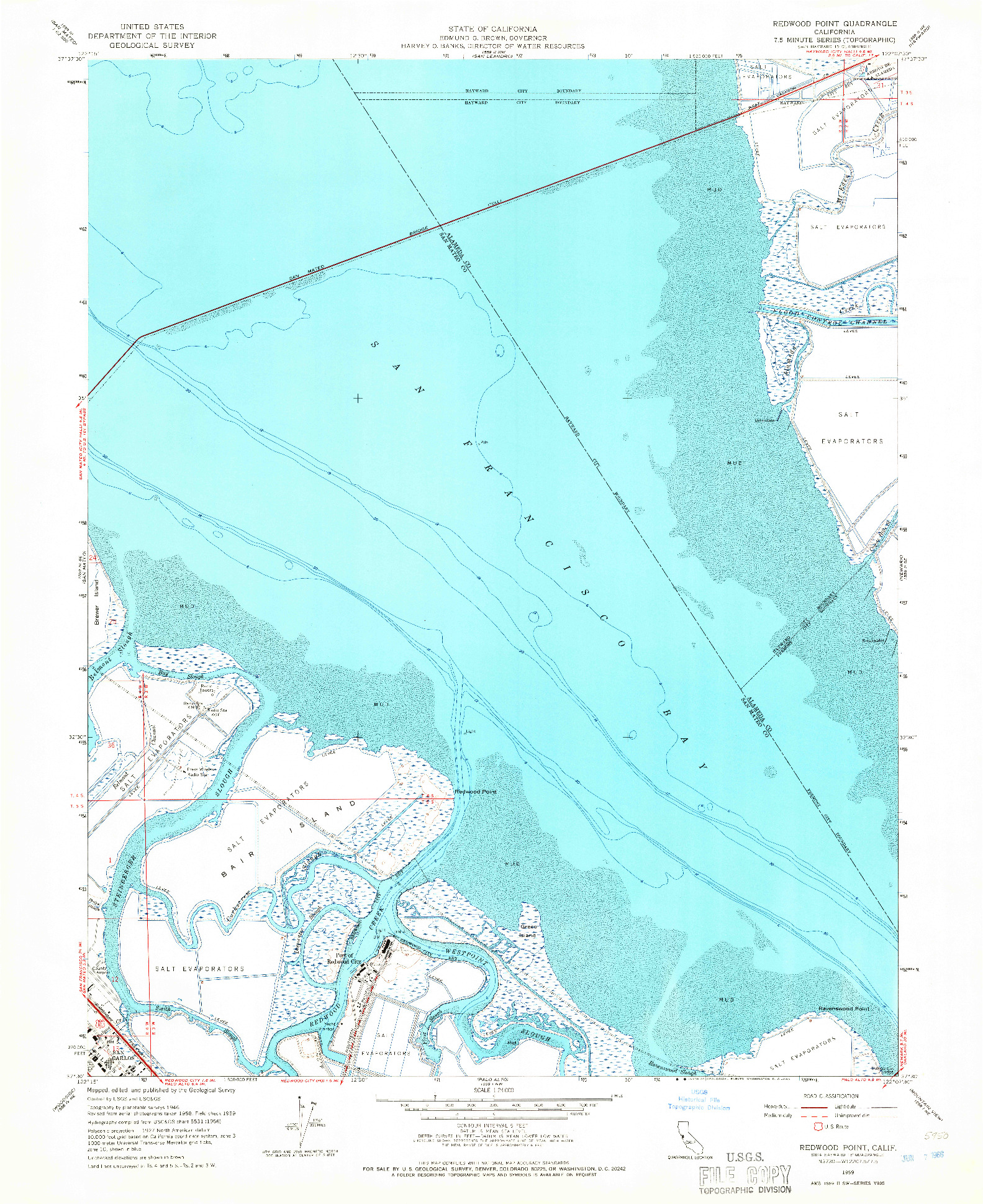 USGS 1:24000-SCALE QUADRANGLE FOR REDWOOD POINT, CA 1959