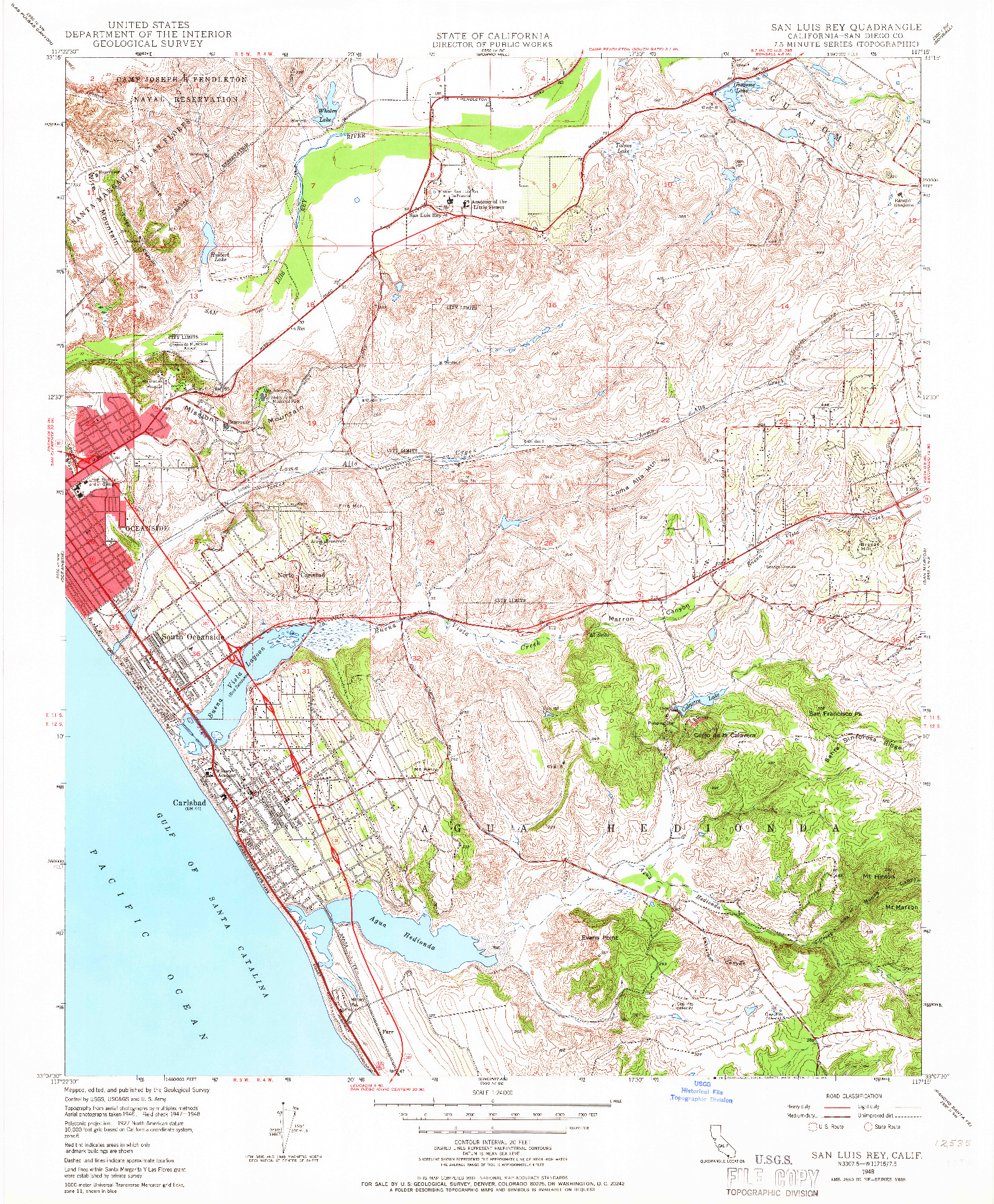 USGS 1:24000-SCALE QUADRANGLE FOR SAN LUIS REY, CA 1948