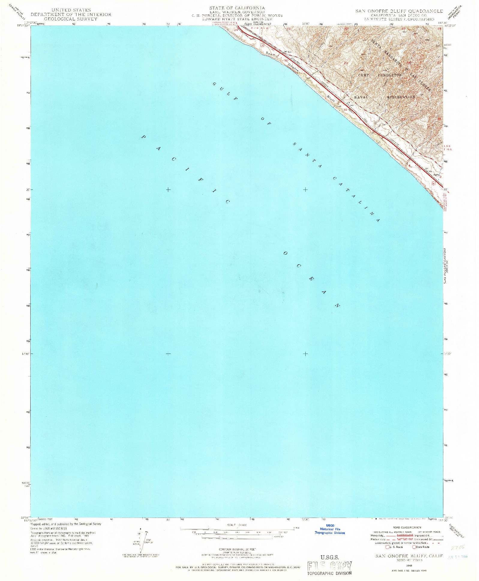 USGS 1:24000-SCALE QUADRANGLE FOR SAN ONOFRE BLUFF, CA 1948