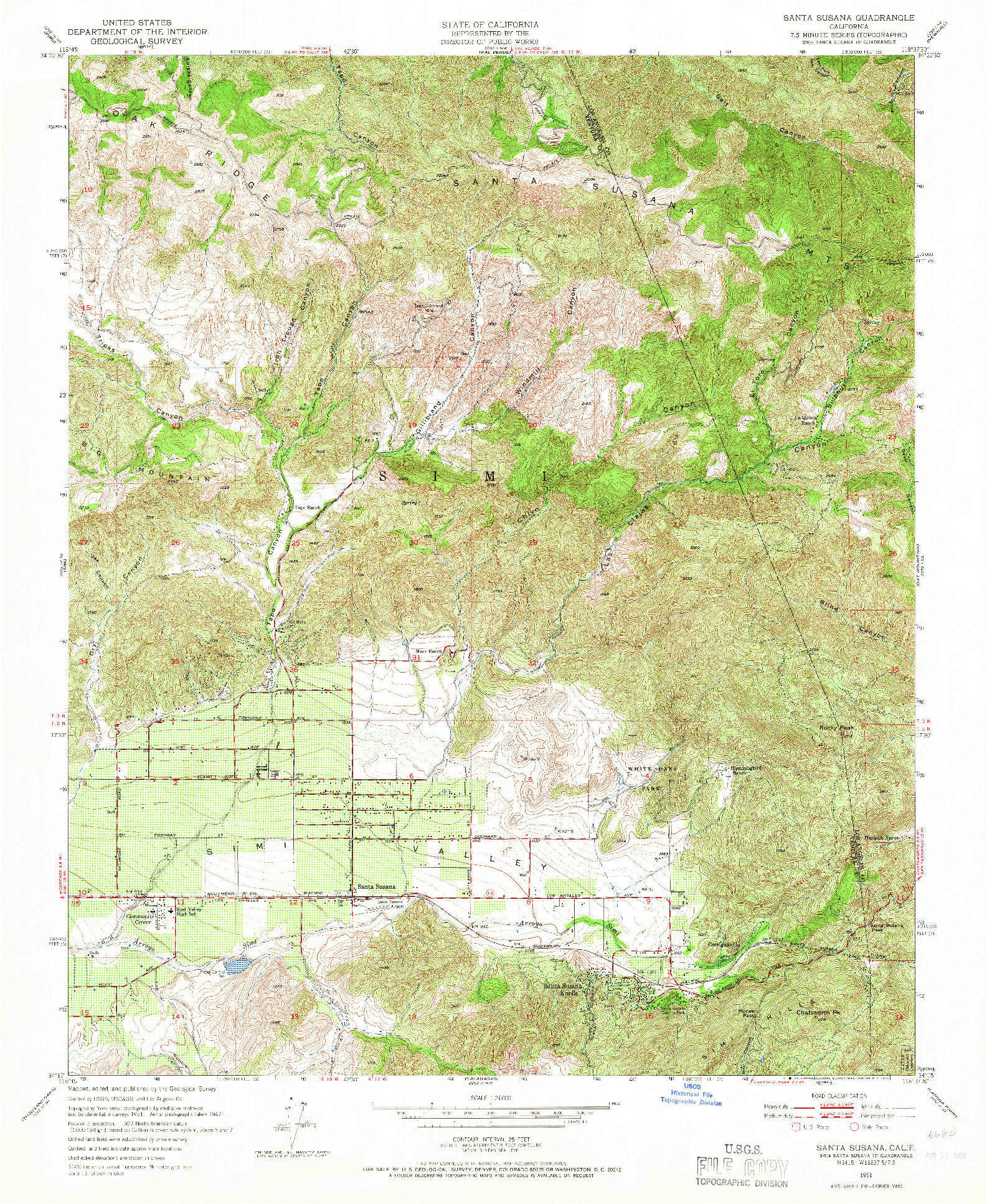 USGS 1:24000-SCALE QUADRANGLE FOR SANTA SUSANA, CA 1951
