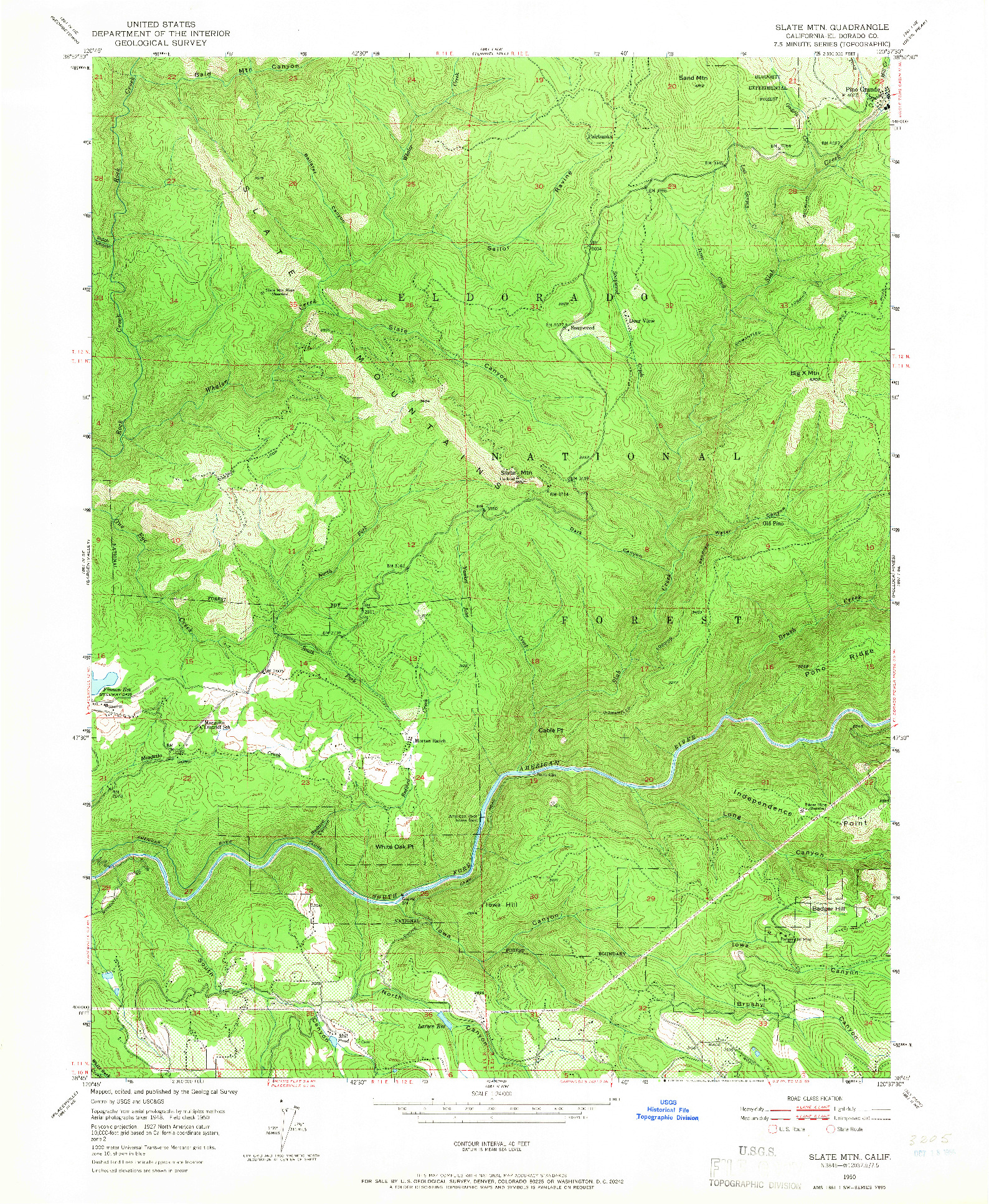USGS 1:24000-SCALE QUADRANGLE FOR SLATE MTN, CA 1950