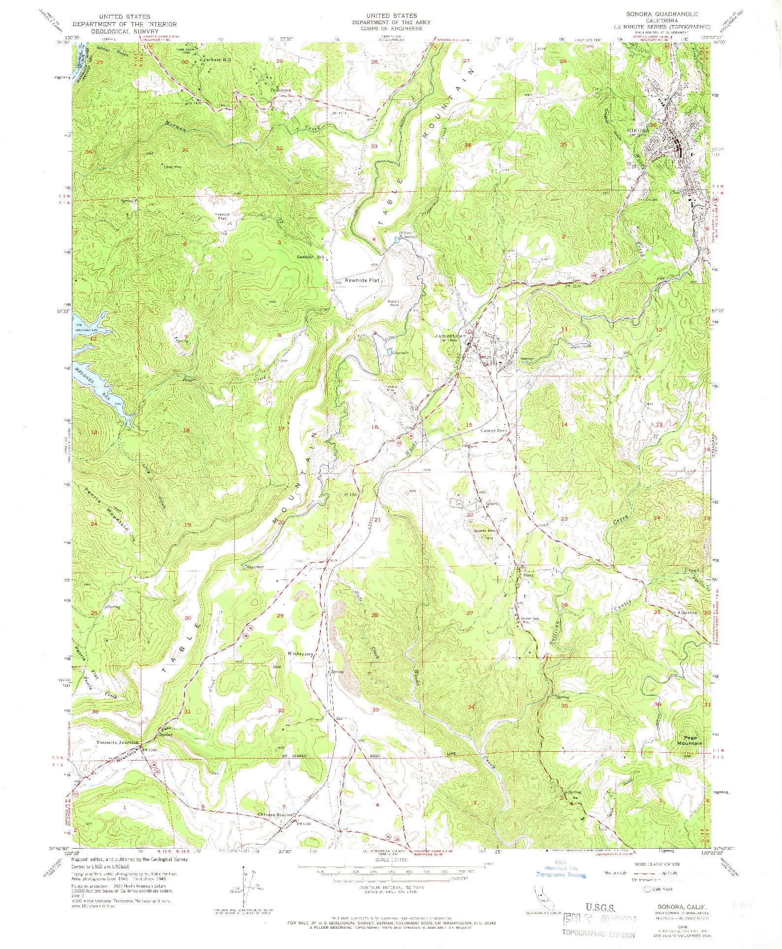 USGS 1:24000-SCALE QUADRANGLE FOR SONORA, CA 1948