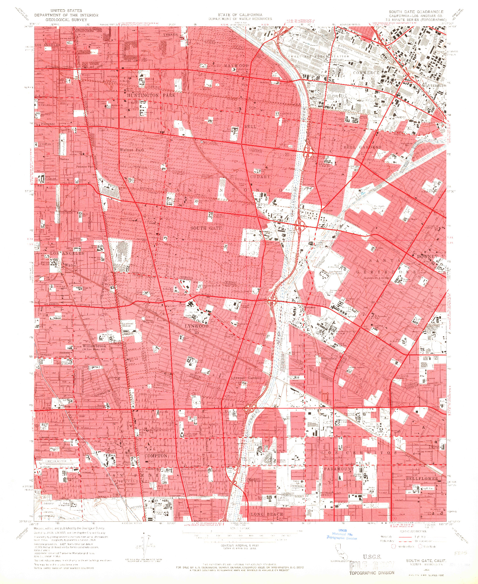 USGS 1:24000-SCALE QUADRANGLE FOR SOUTH GATE, CA 1964