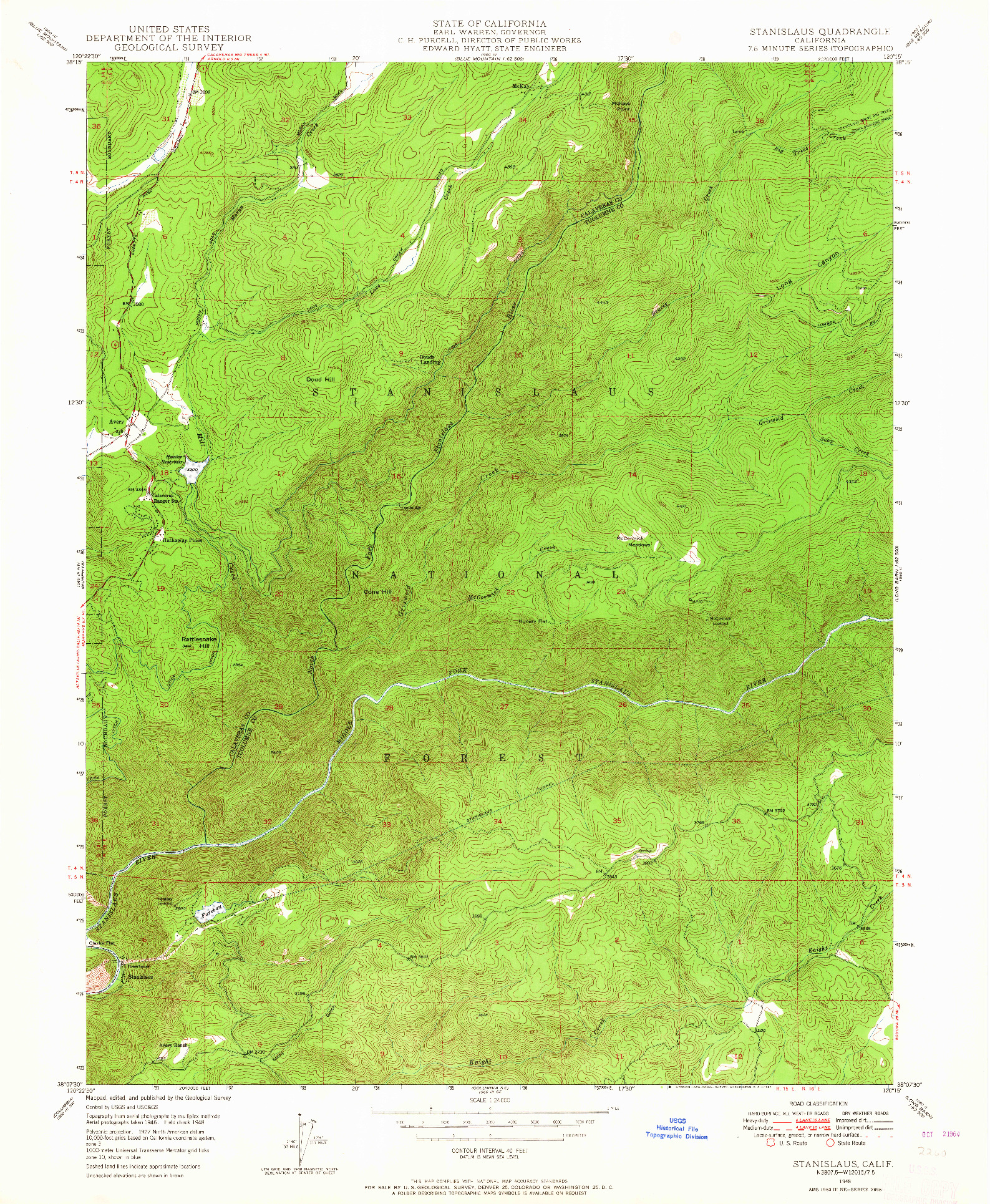 USGS 1:24000-SCALE QUADRANGLE FOR STANISLAUS, CA 1948