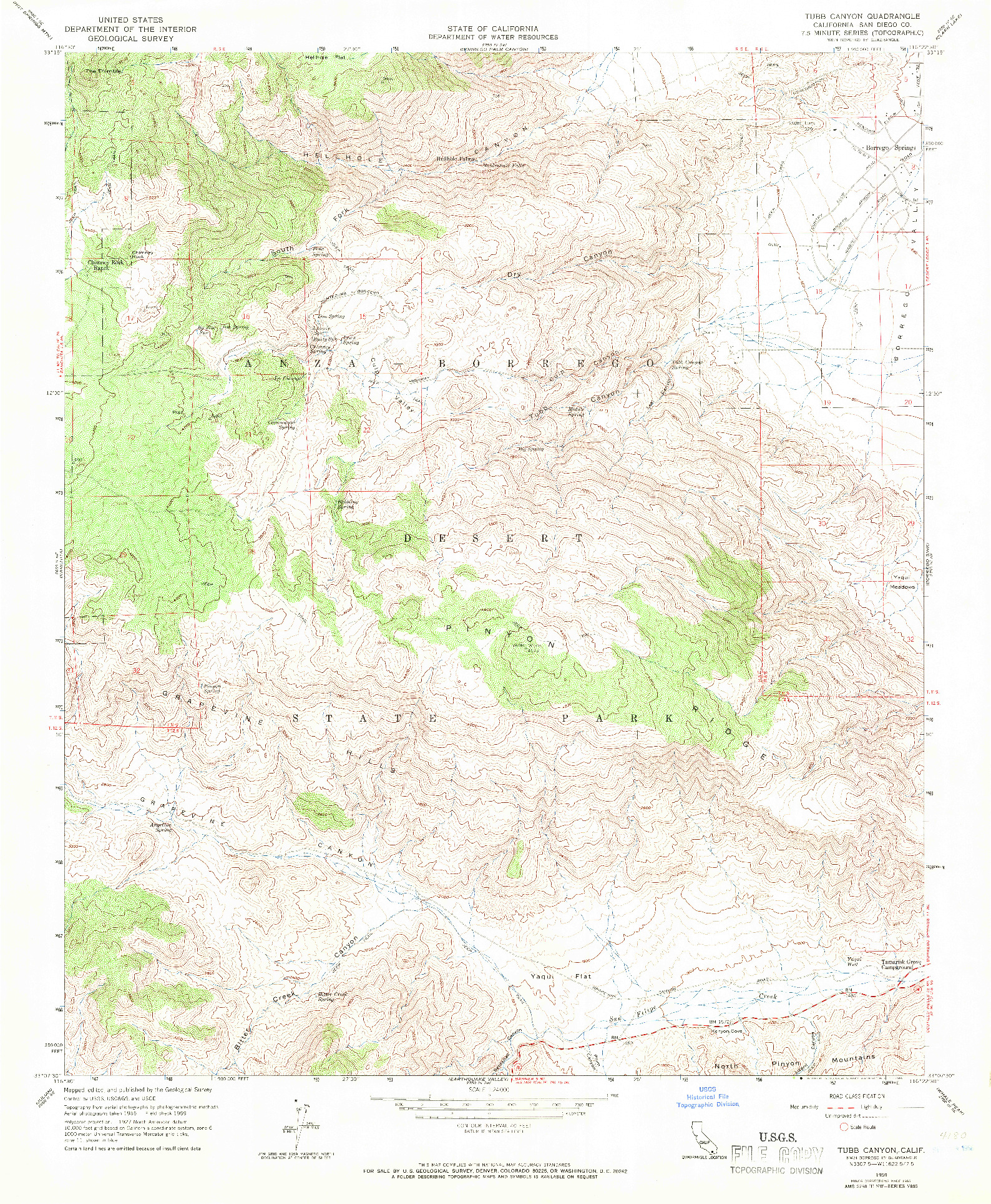 USGS 1:24000-SCALE QUADRANGLE FOR TUBB CANYON, CA 1959