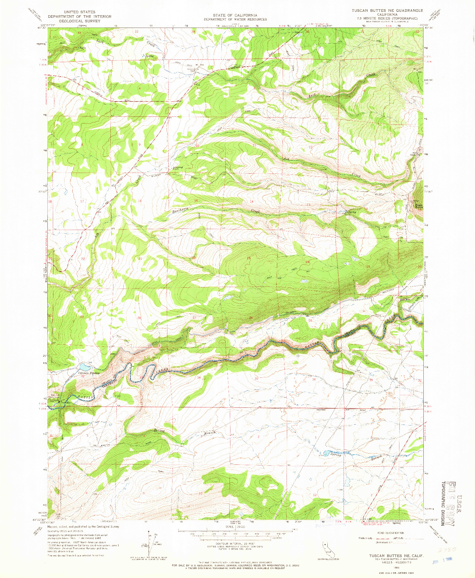 USGS 1:24000-SCALE QUADRANGLE FOR TUSCAN BUTTES NE, CA 1965