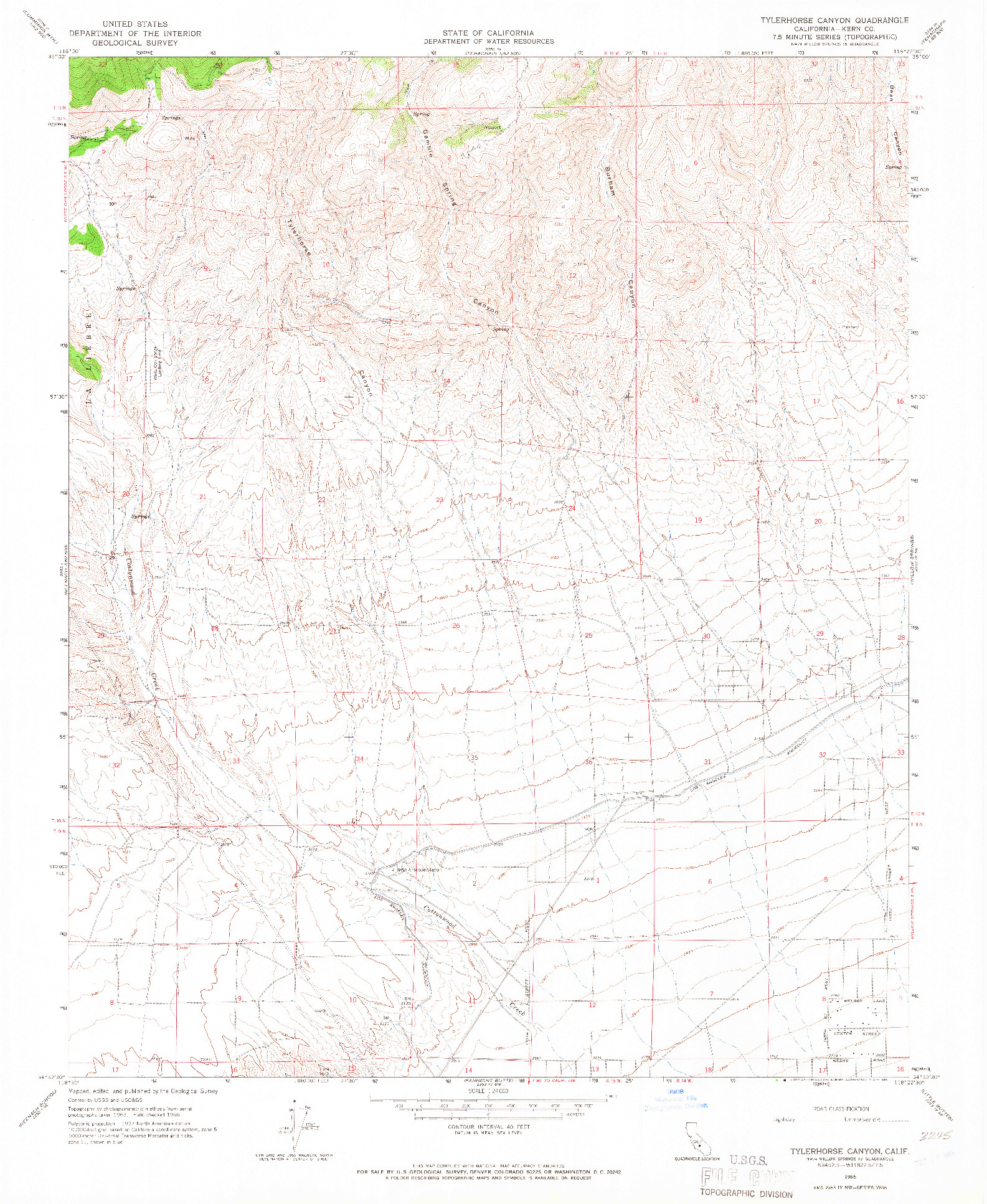 USGS 1:24000-SCALE QUADRANGLE FOR TYLERHORSE CANYON, CA 1965