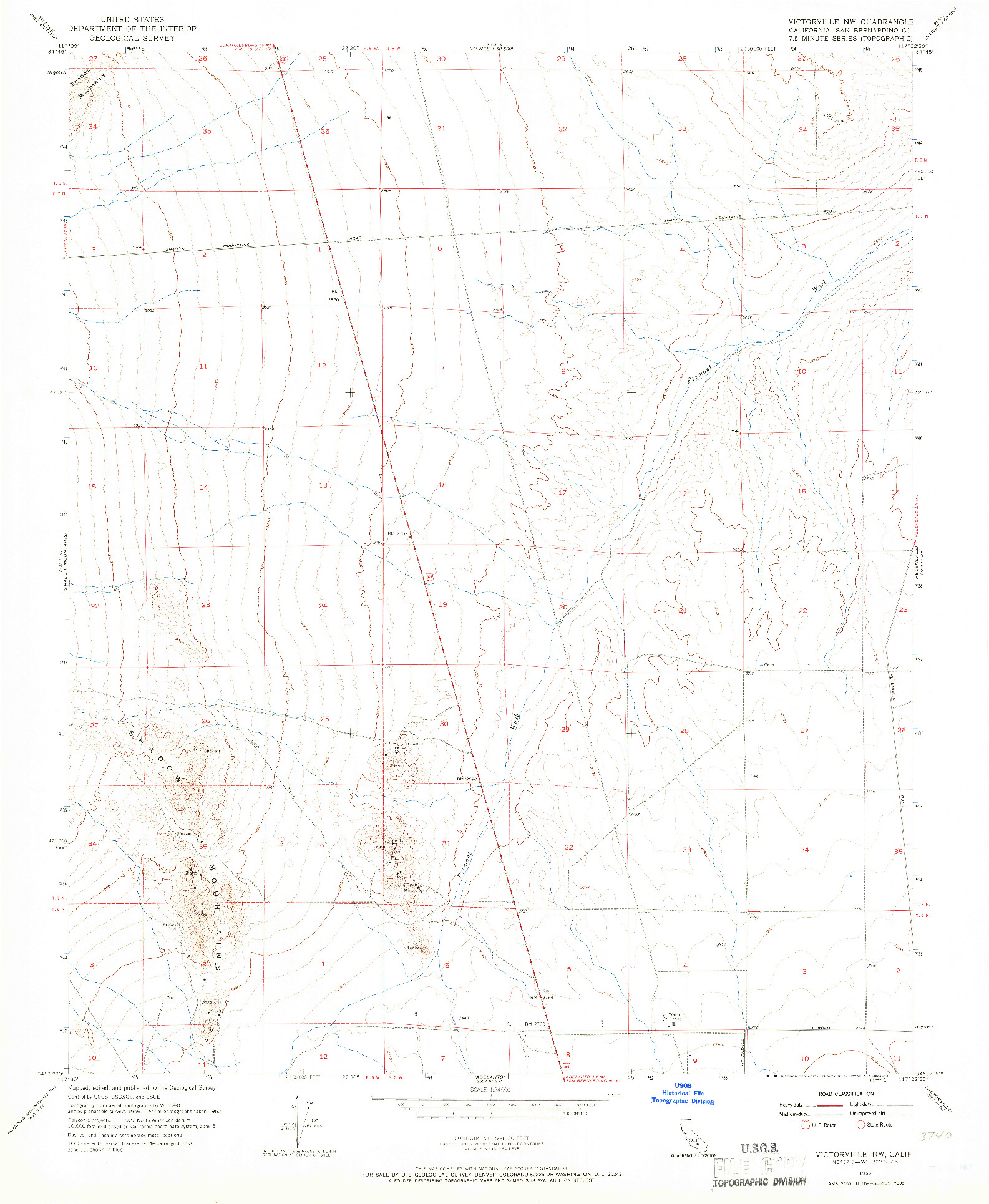 USGS 1:24000-SCALE QUADRANGLE FOR VICTORVILLE NW, CA 1956