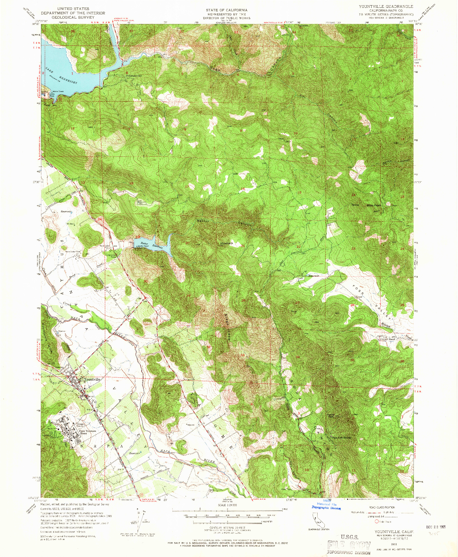 USGS 1:24000-SCALE QUADRANGLE FOR YOUNTVILLE, CA 1951