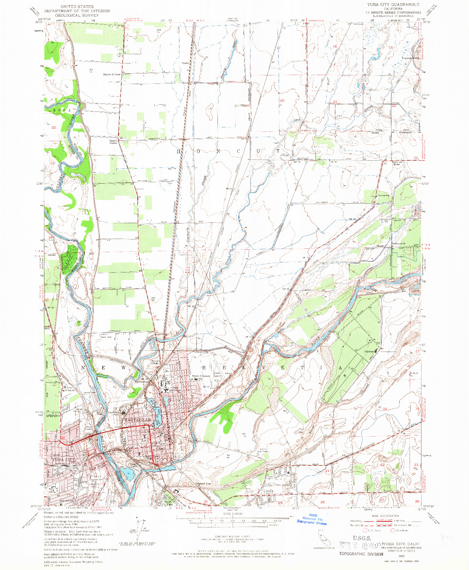 USGS 1:24000-SCALE QUADRANGLE FOR YUBA CITY, CA 1952