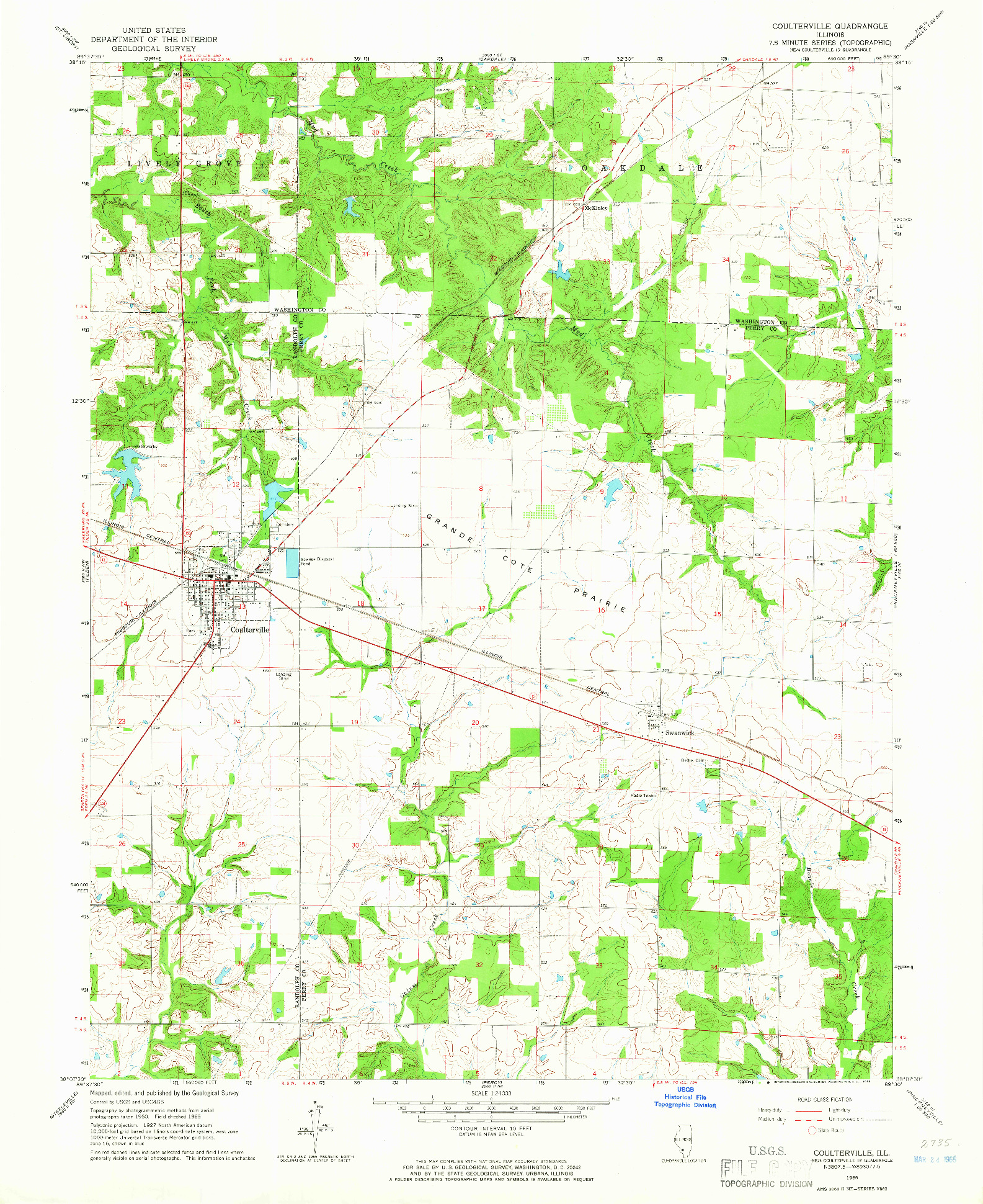 USGS 1:24000-SCALE QUADRANGLE FOR COULTERVILLE, IL 1965