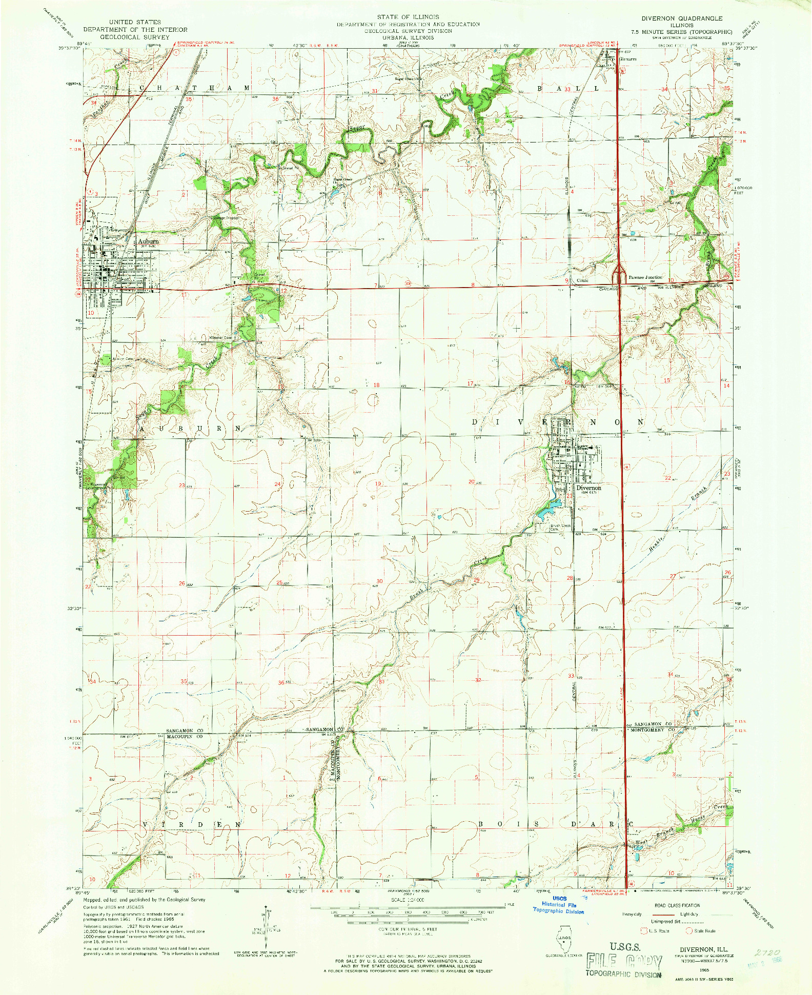 USGS 1:24000-SCALE QUADRANGLE FOR DIVERNON, IL 1965