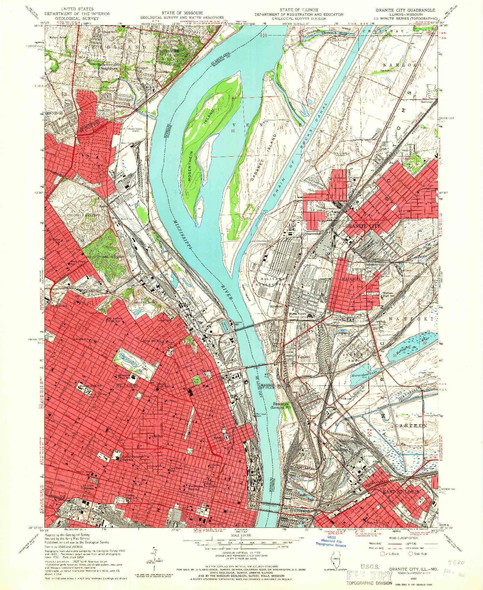 USGS 1:24000-SCALE QUADRANGLE FOR GRANITE CITY, IL 1954