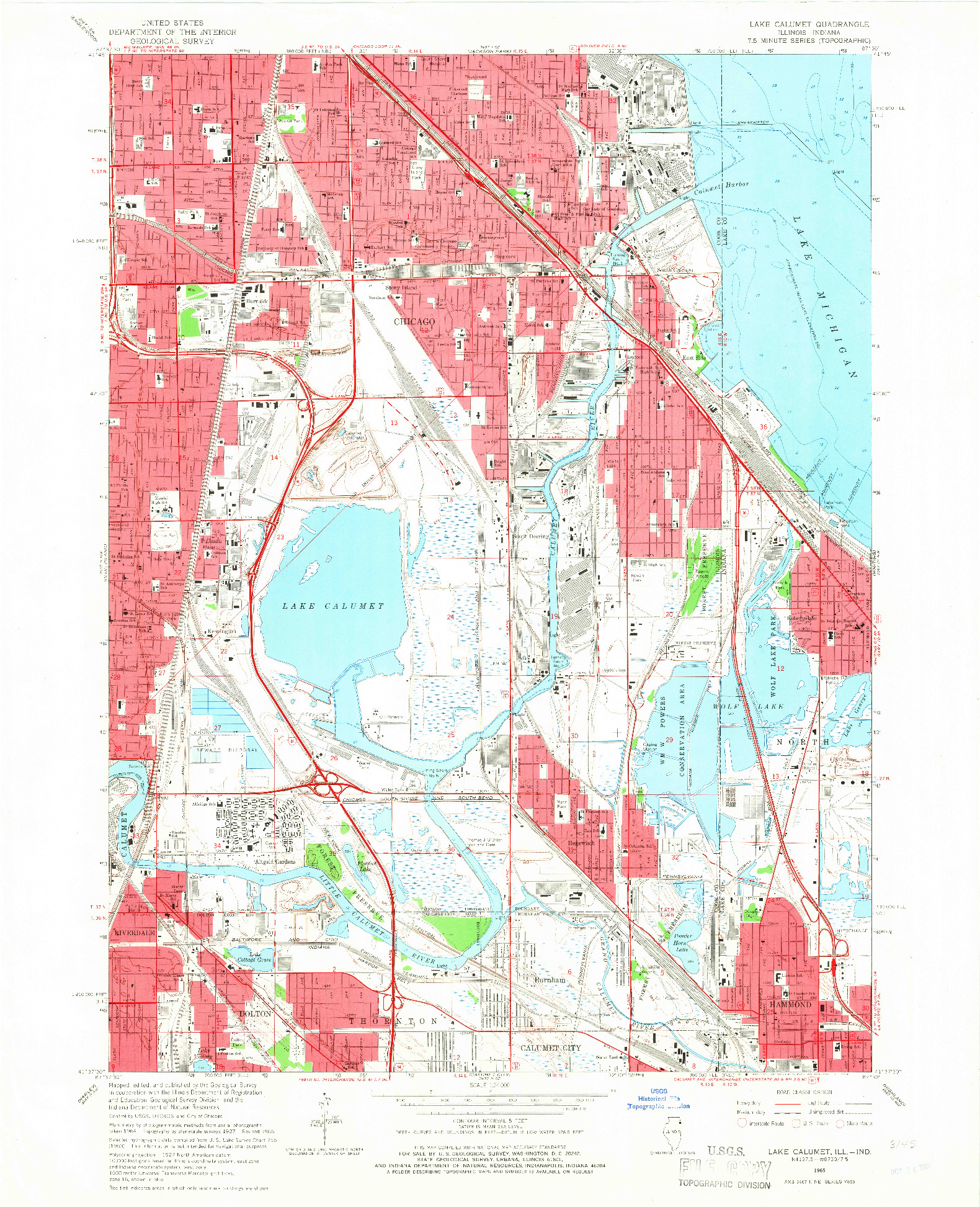 USGS 1:24000-SCALE QUADRANGLE FOR LAKE CALUMET, IL 1965