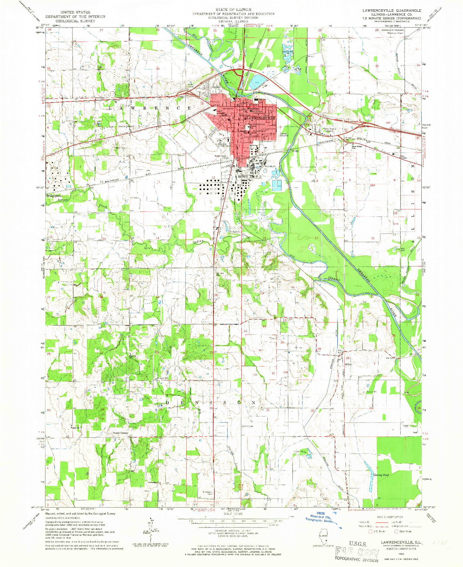 USGS 1:24000-SCALE QUADRANGLE FOR LAWRENCEVILLE, IL 1965