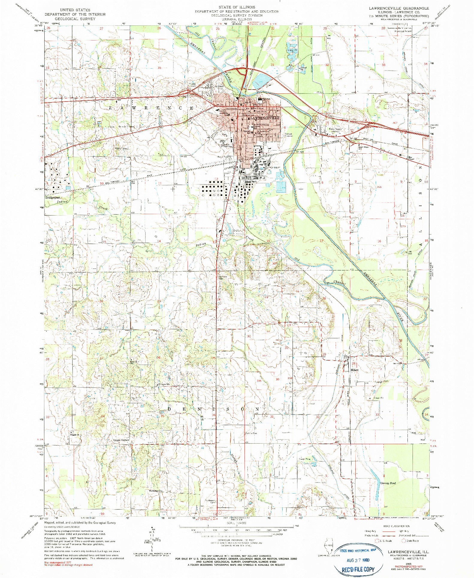 USGS 1:24000-SCALE QUADRANGLE FOR LAWRENCEVILLE, IL 1965