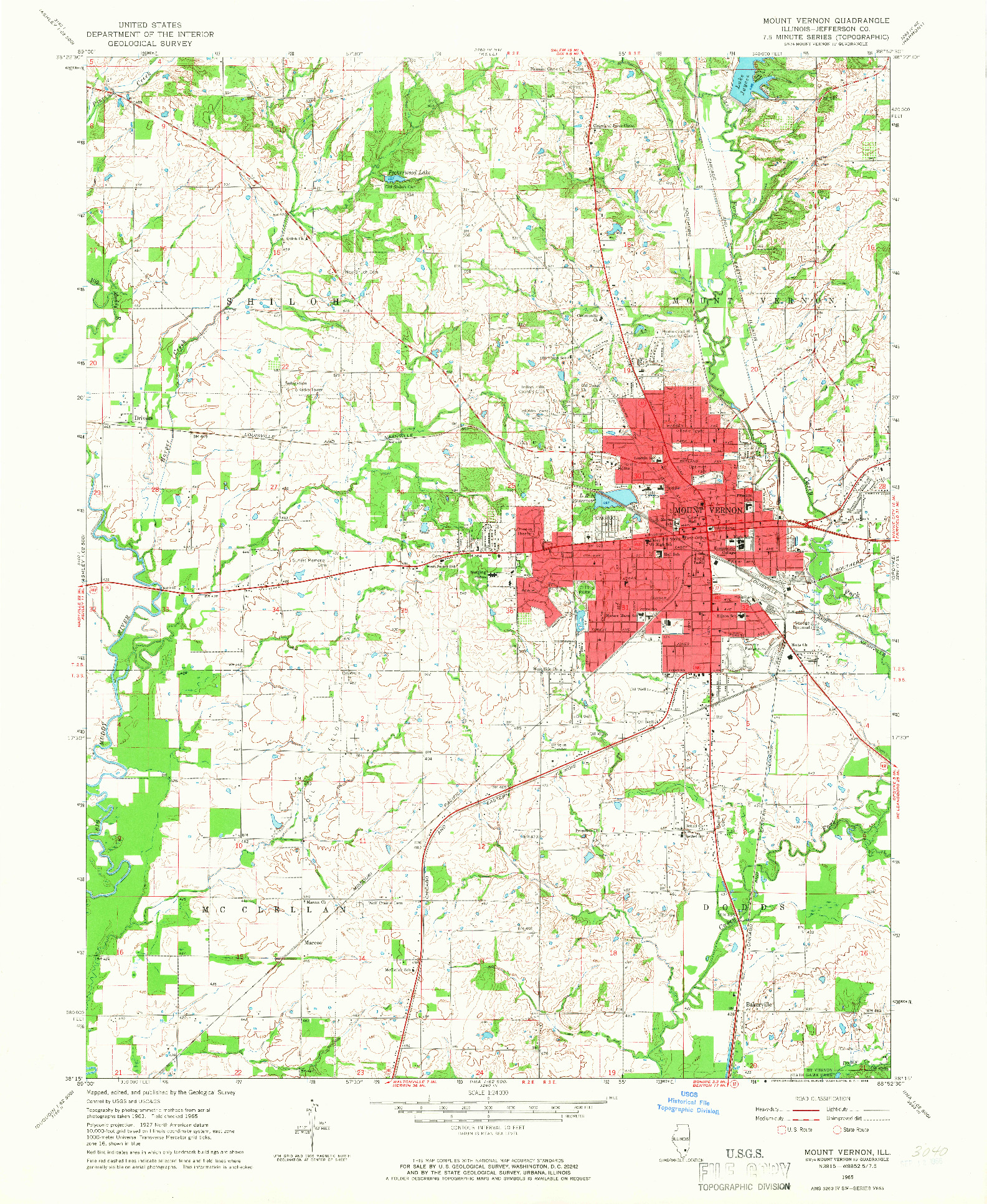 USGS 1:24000-SCALE QUADRANGLE FOR MOUNT VERNON, IL 1965