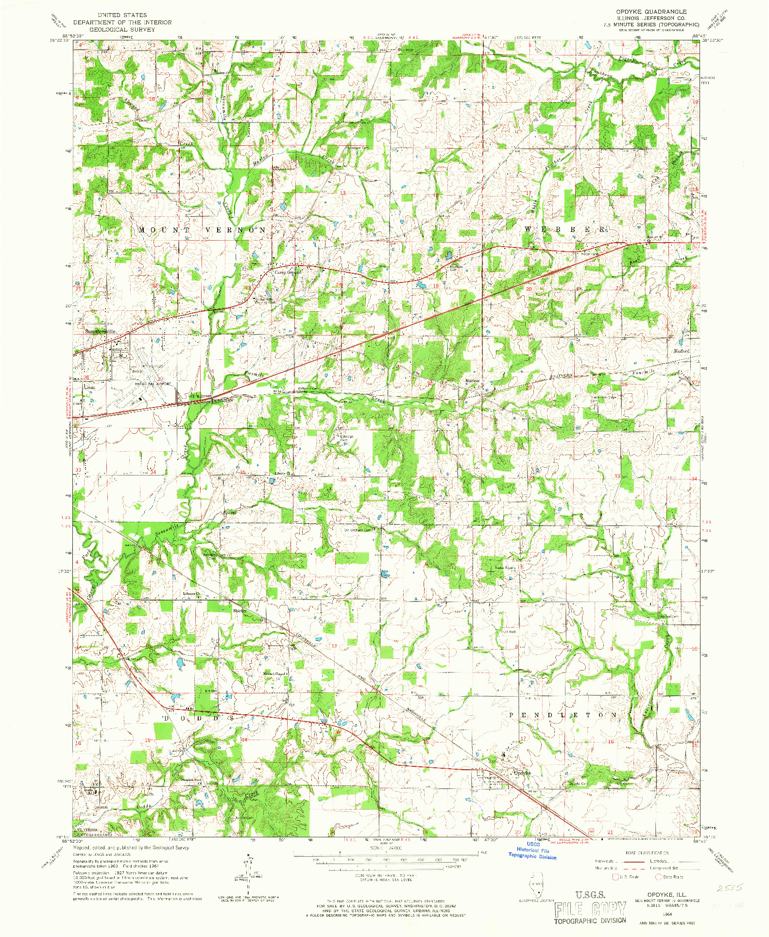 USGS 1:24000-SCALE QUADRANGLE FOR OPDYKE, IL 1964