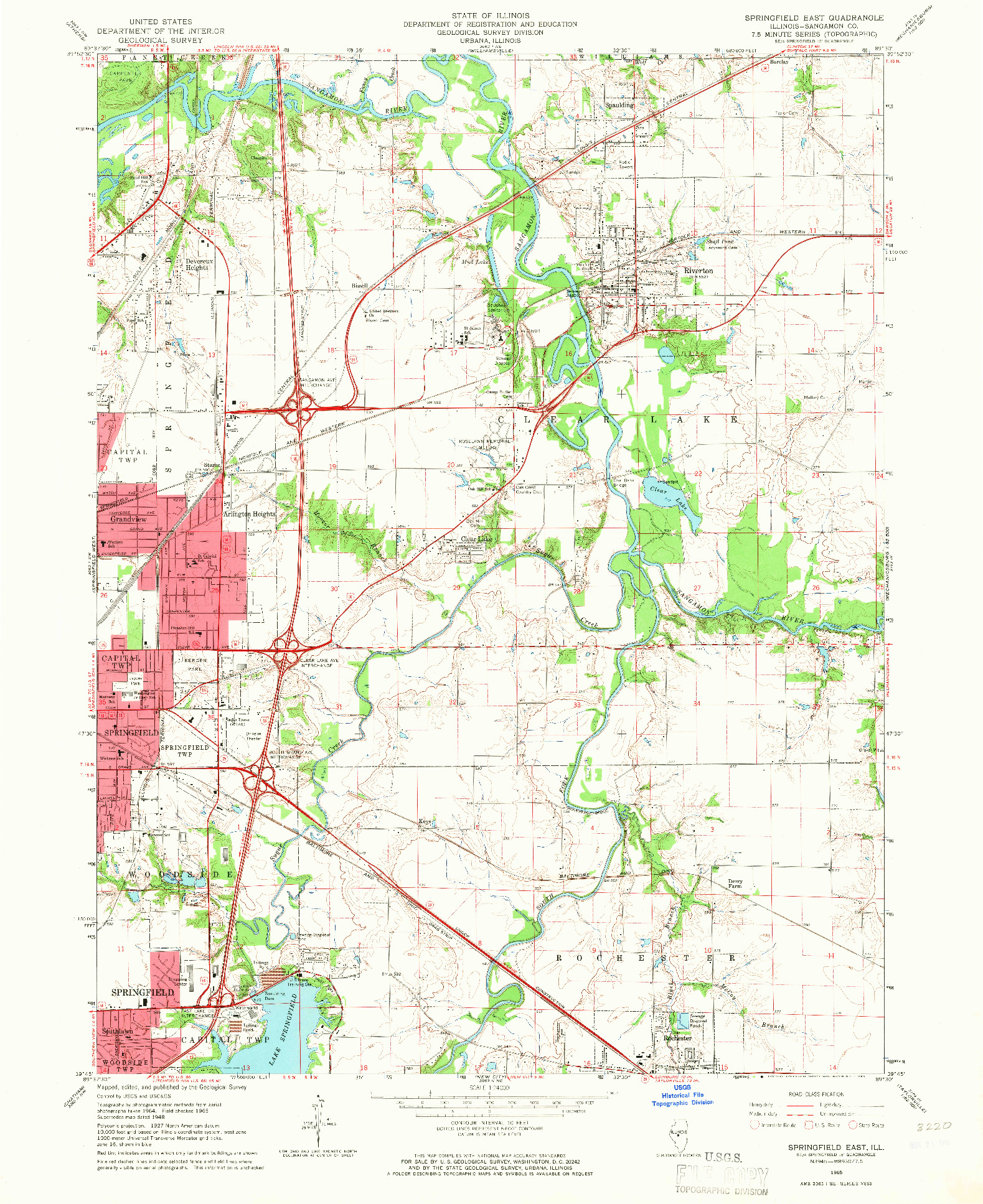 USGS 1:24000-SCALE QUADRANGLE FOR SPRINGFIELD EAST, IL 1965