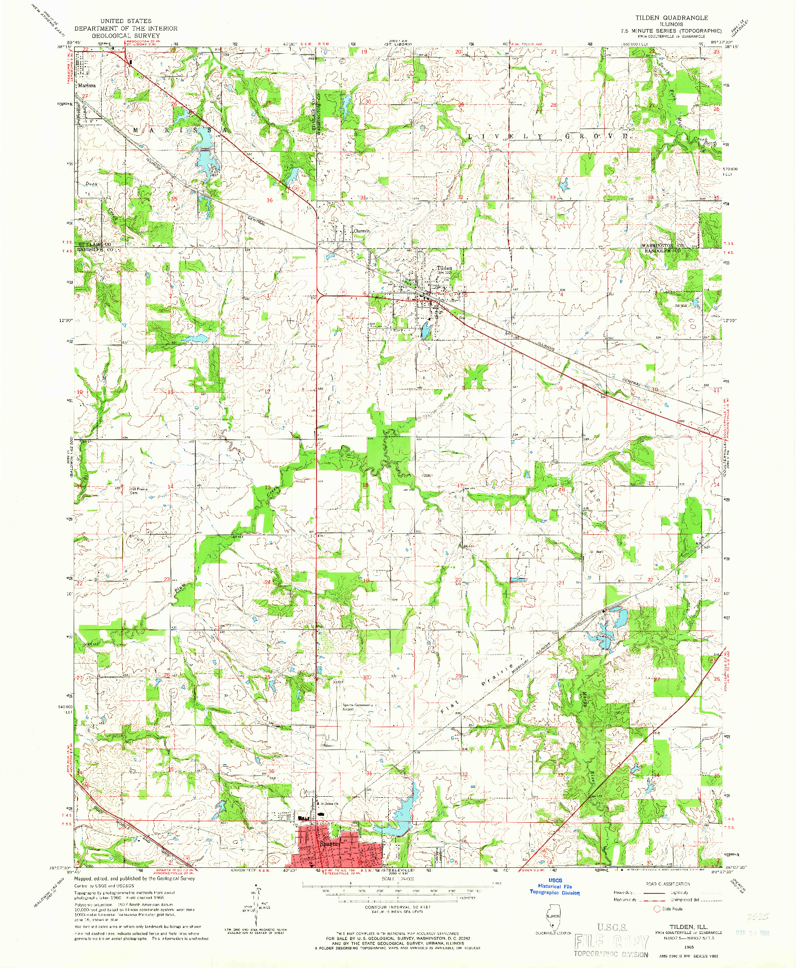 USGS 1:24000-SCALE QUADRANGLE FOR TILDEN, IL 1965