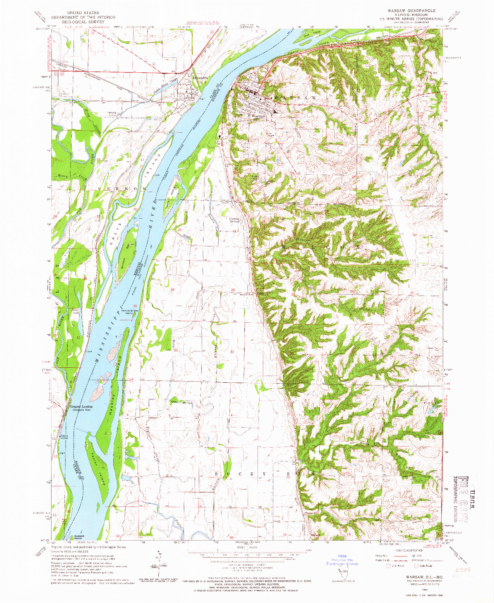 USGS 1:24000-SCALE QUADRANGLE FOR WARSAW, IL 1964