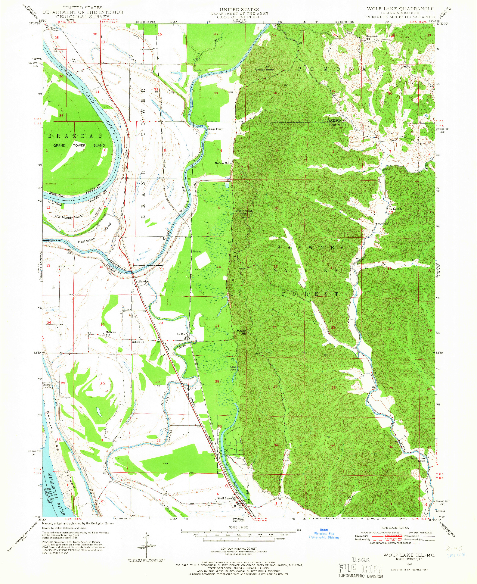 USGS 1:24000-SCALE QUADRANGLE FOR WOLF LAKE, IL 1947