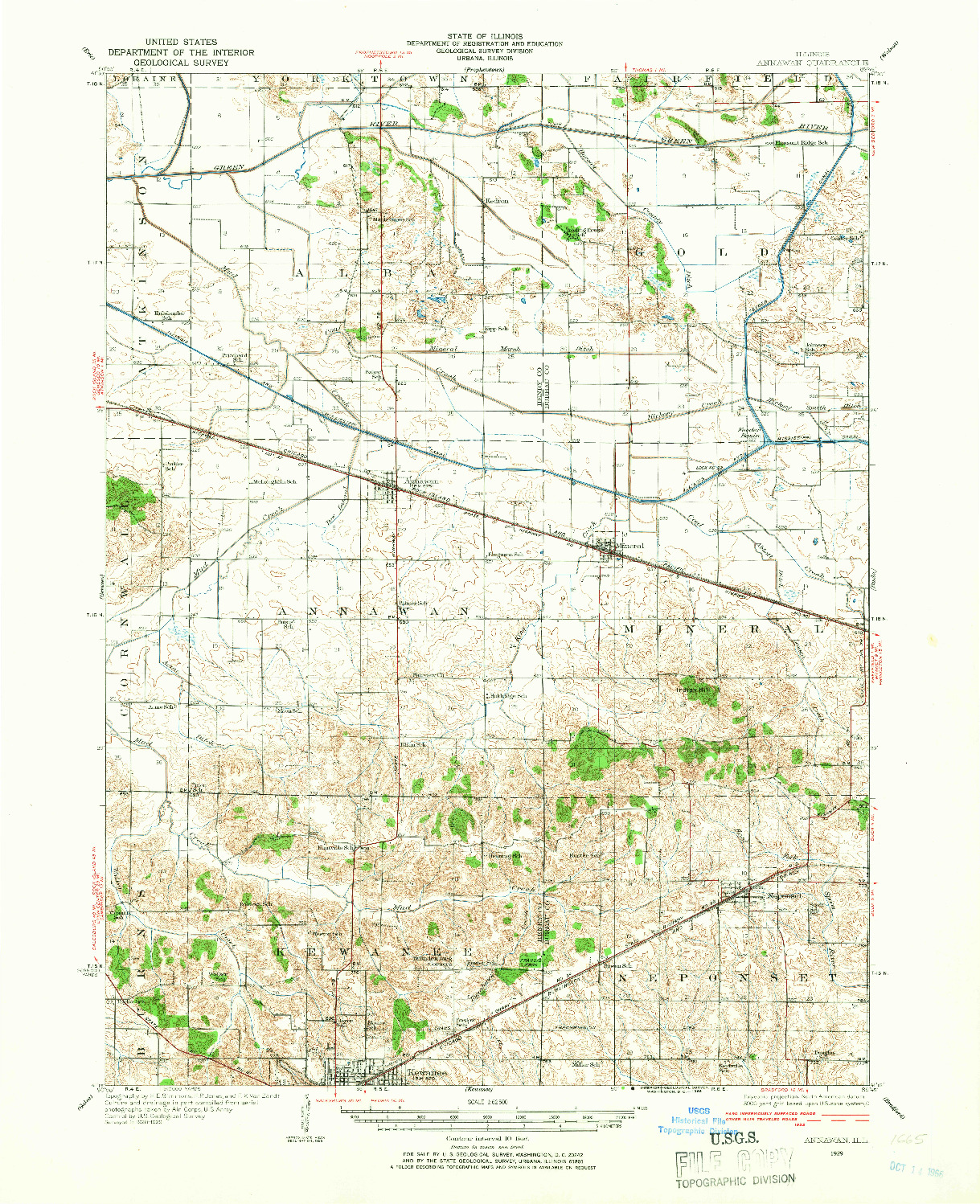 USGS 1:62500-SCALE QUADRANGLE FOR ANNAWAN, IL 1929