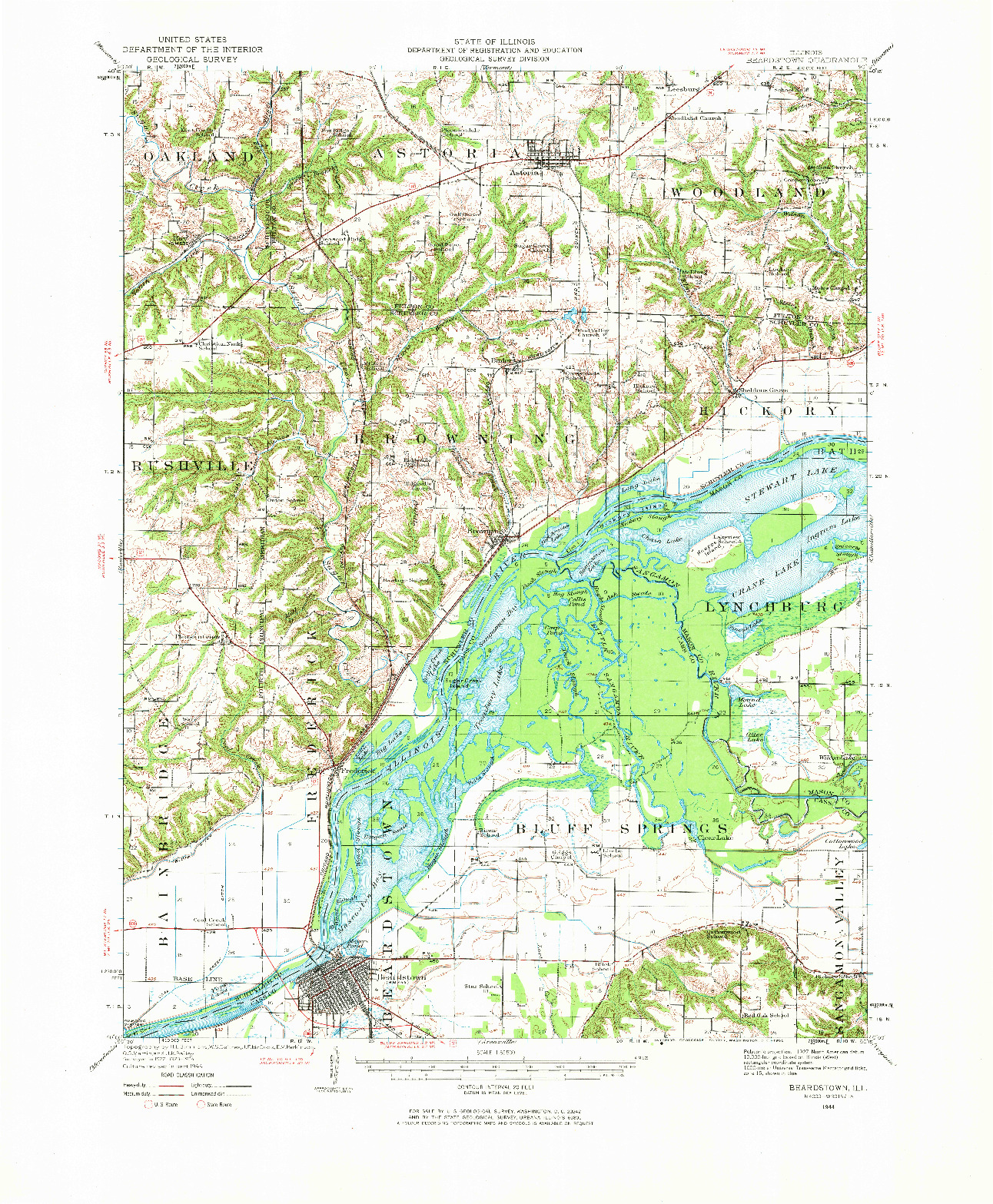 USGS 1:62500-SCALE QUADRANGLE FOR BEARDSTOWN, IL 1944