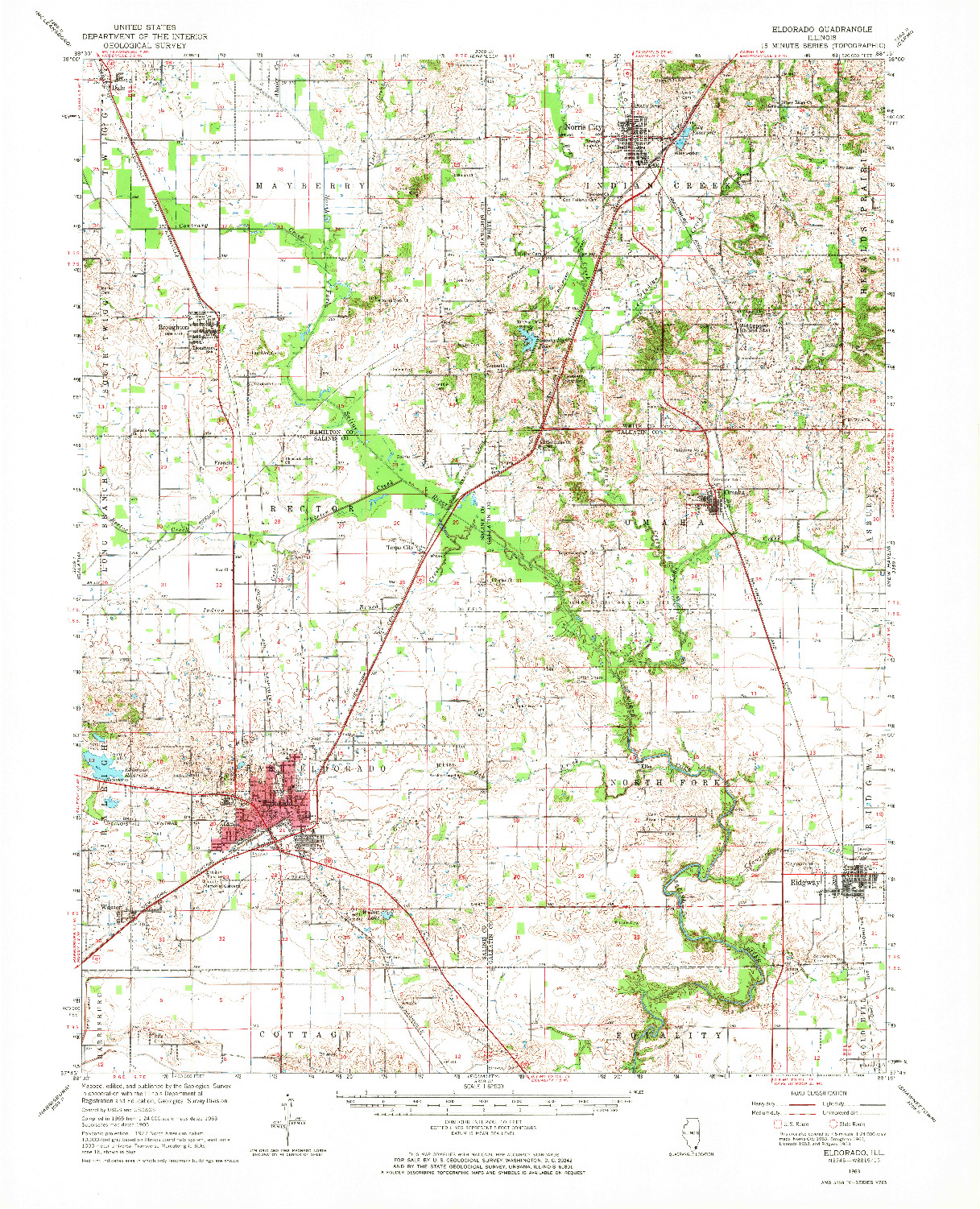 USGS 1:62500-SCALE QUADRANGLE FOR ELDORADO, IL 1963