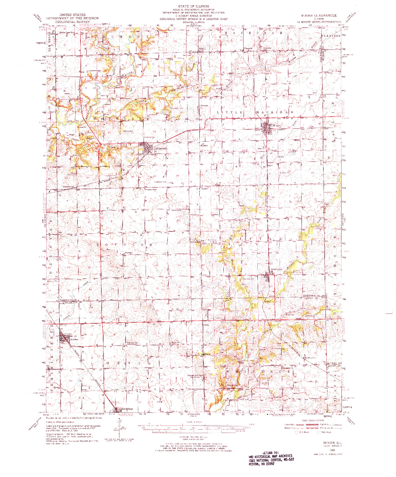 USGS 1:62500-SCALE QUADRANGLE FOR MINIER, IL 1951