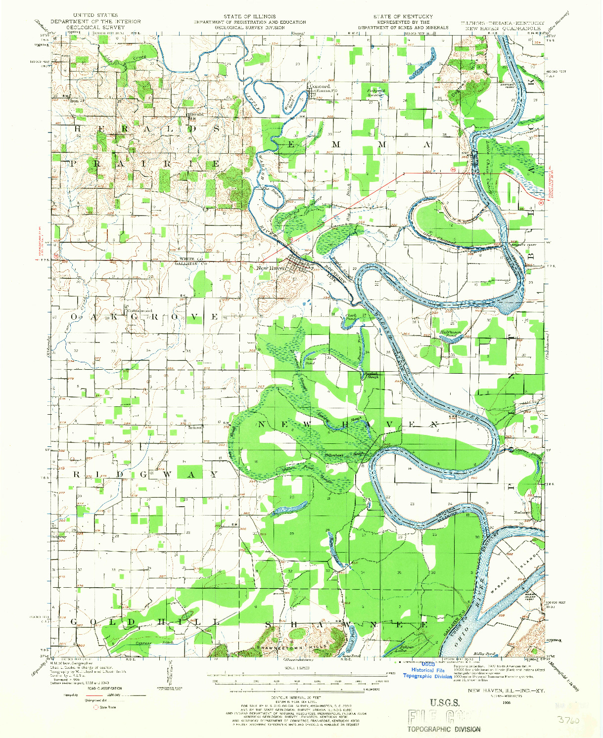 USGS 1:62500-SCALE QUADRANGLE FOR NEW HAVEN, IL 1905