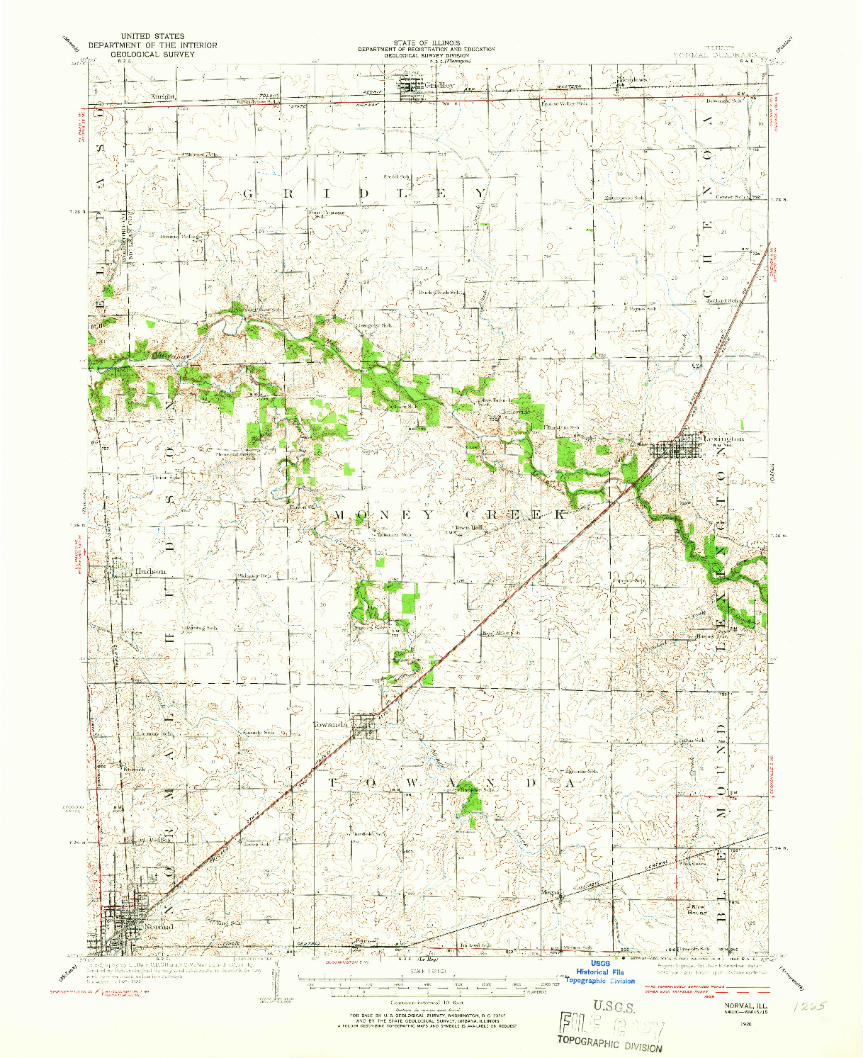 USGS 1:62500-SCALE QUADRANGLE FOR NORMAL, IL 1926