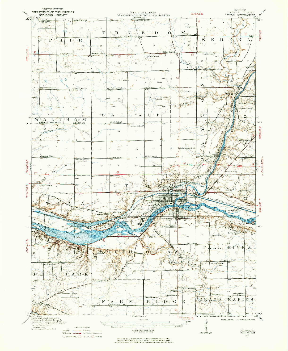 USGS 1:62500-SCALE QUADRANGLE FOR OTTAWA, IL 1946