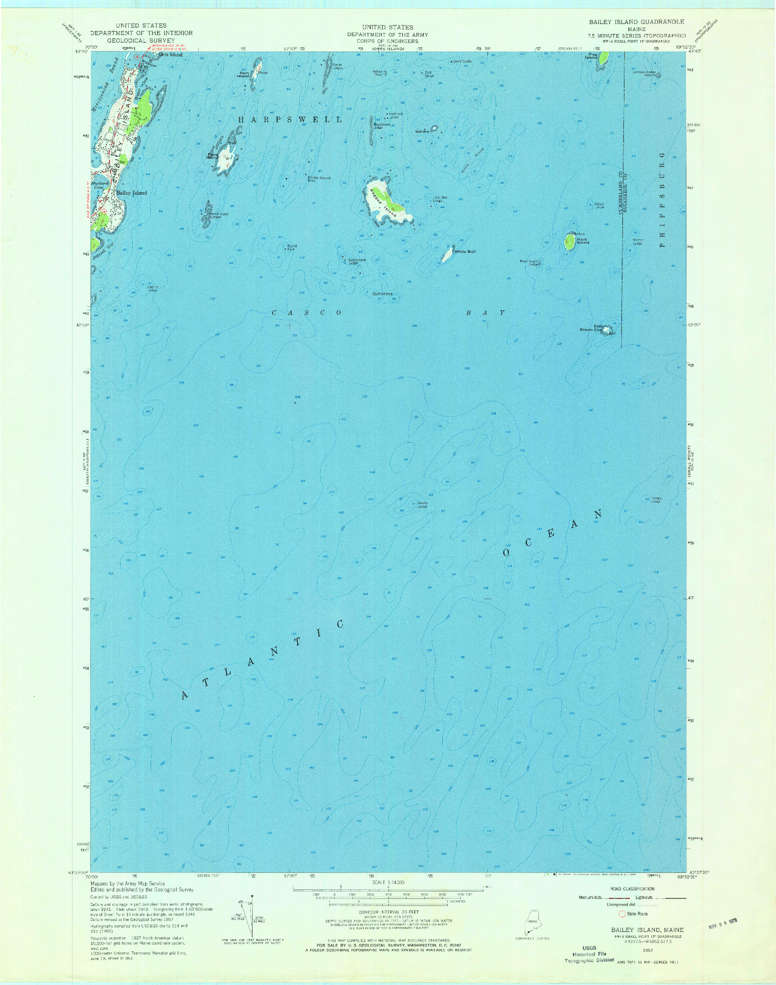 USGS 1:24000-SCALE QUADRANGLE FOR BAILEY ISLAND, ME 1957