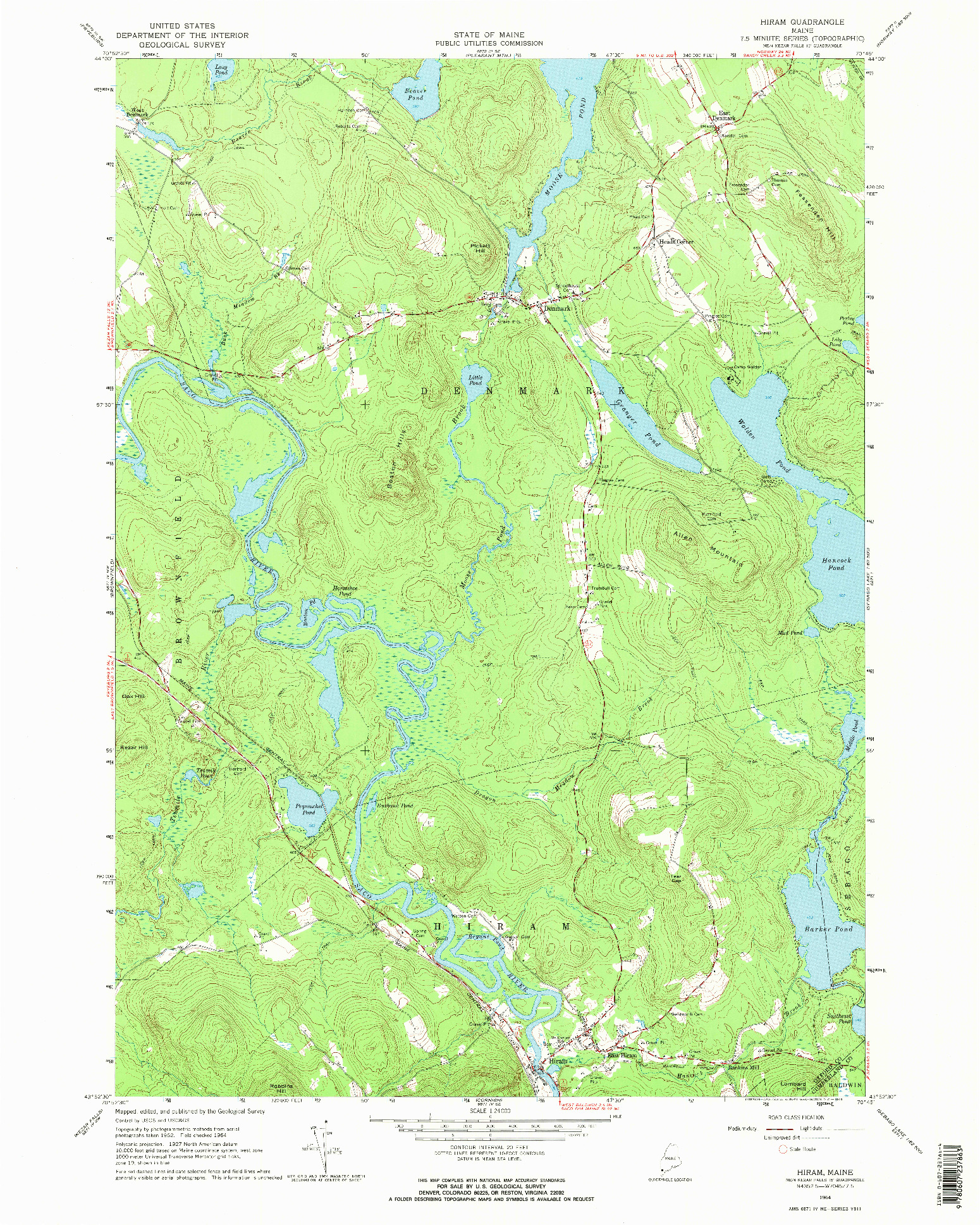 USGS 1:24000-SCALE QUADRANGLE FOR HIRAM, ME 1964