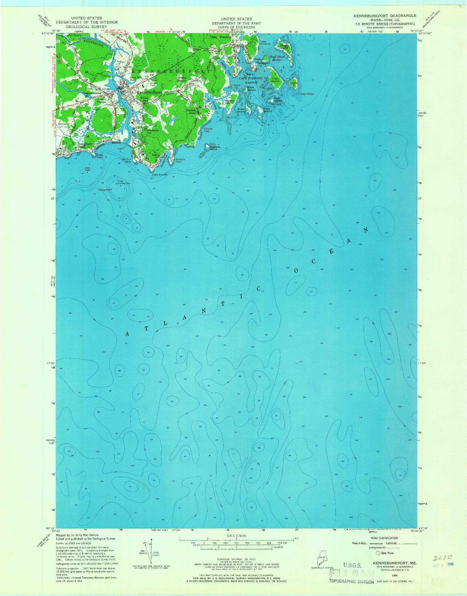 USGS 1:24000-SCALE QUADRANGLE FOR KENNEBUNKPORT, ME 1956