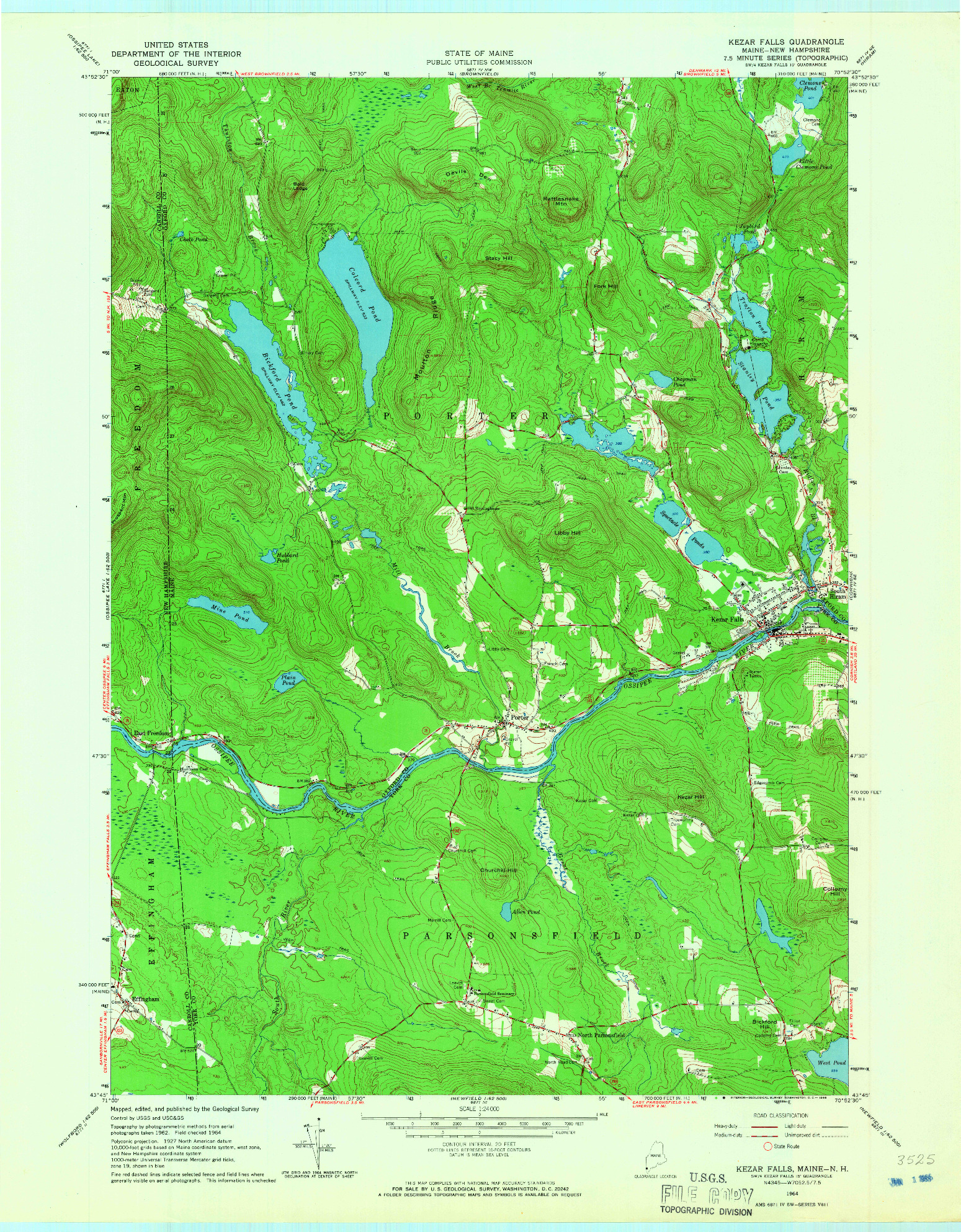 USGS 1:24000-SCALE QUADRANGLE FOR KEZAR FALLS, ME 1964