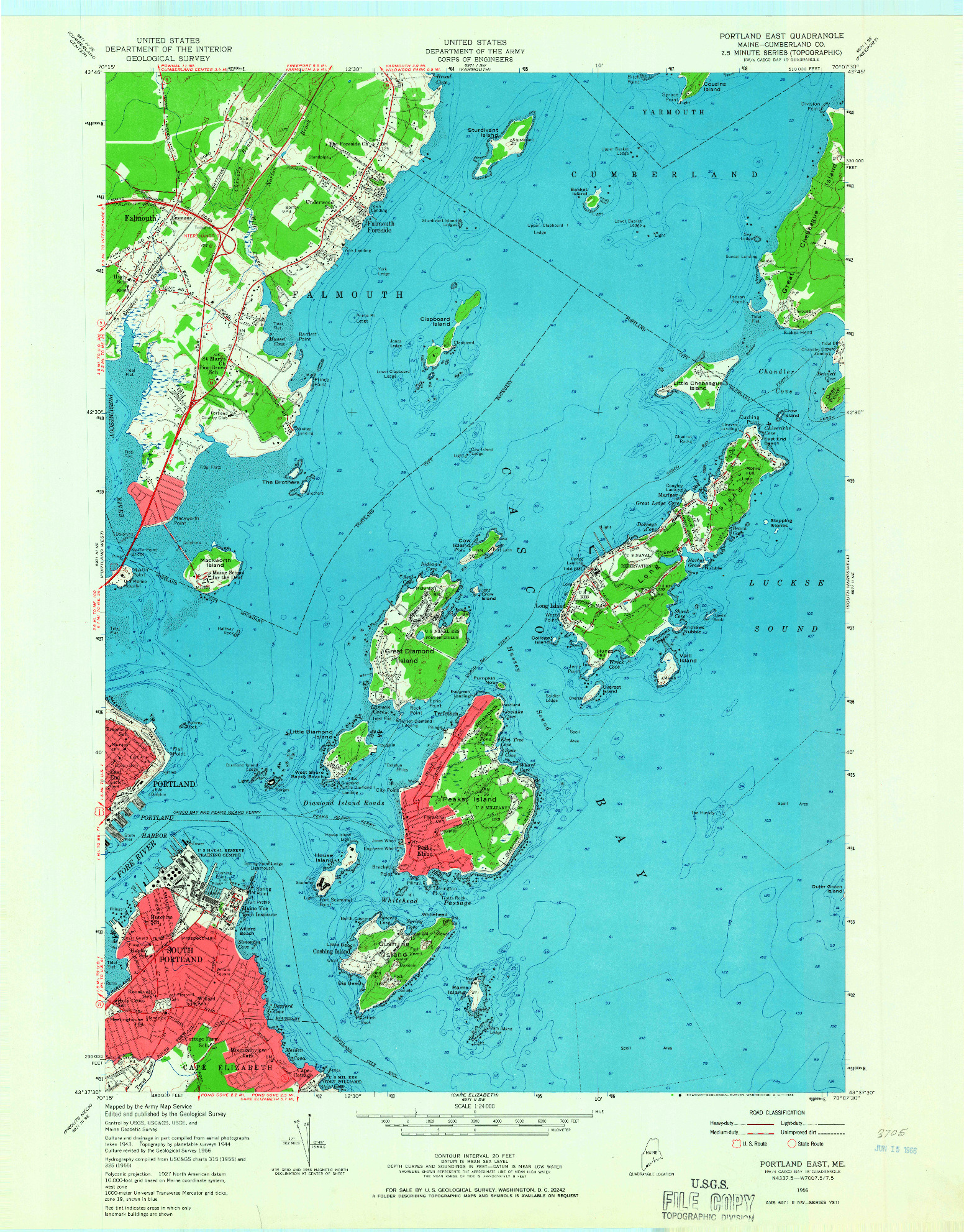 USGS 1:24000-SCALE QUADRANGLE FOR PORTLAND EAST, ME 1956