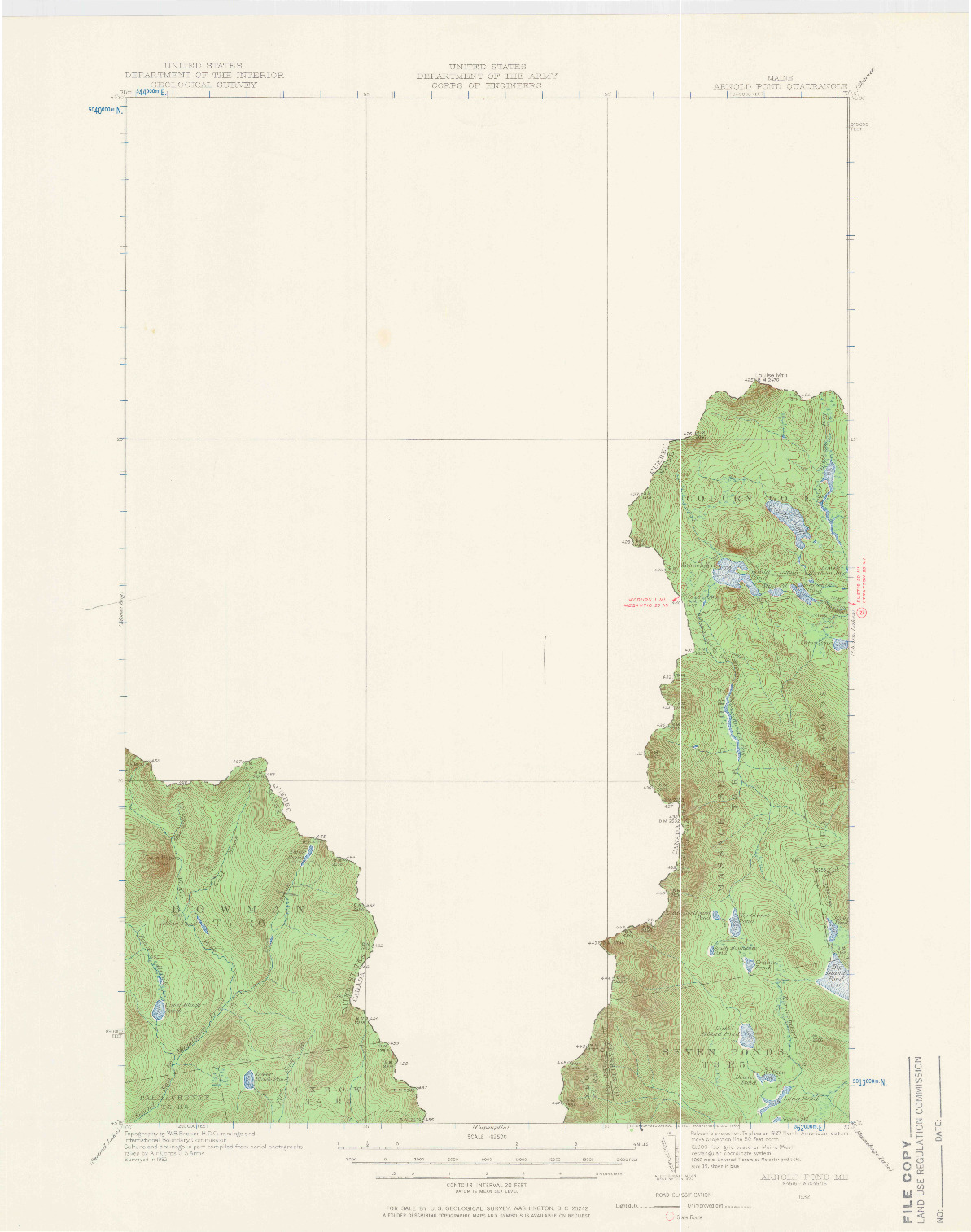 USGS 1:62500-SCALE QUADRANGLE FOR ARNOLD POND, ME 1932