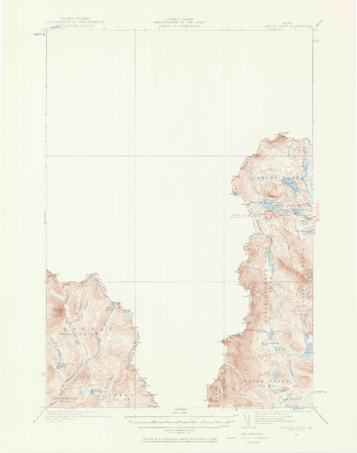 USGS 1:62500-SCALE QUADRANGLE FOR ARNOLD POND, ME 1932