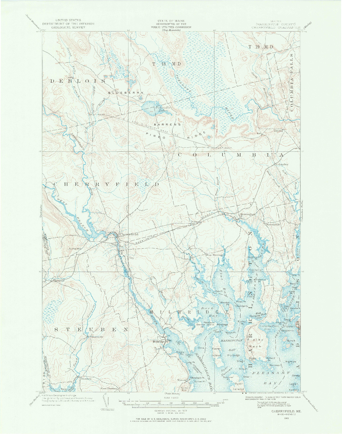 USGS 1:62500-SCALE QUADRANGLE FOR CHERRYFIELD, ME 1902