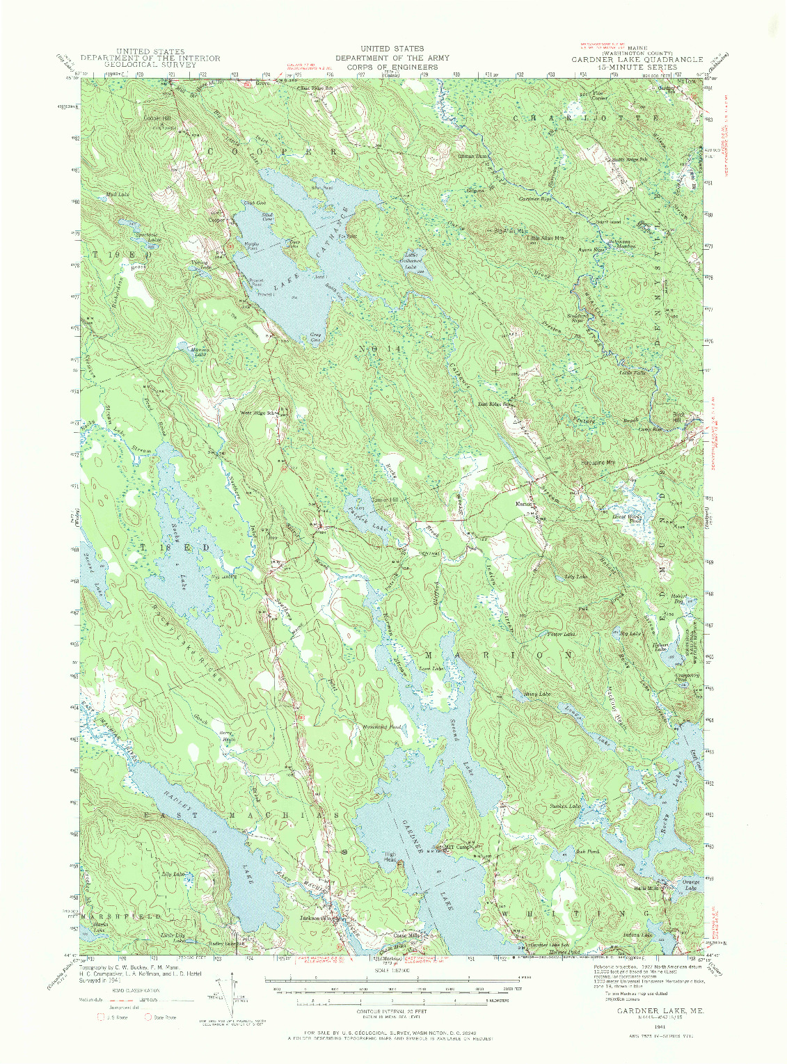 USGS 1:62500-SCALE QUADRANGLE FOR GARDNER LAKE, ME 1941