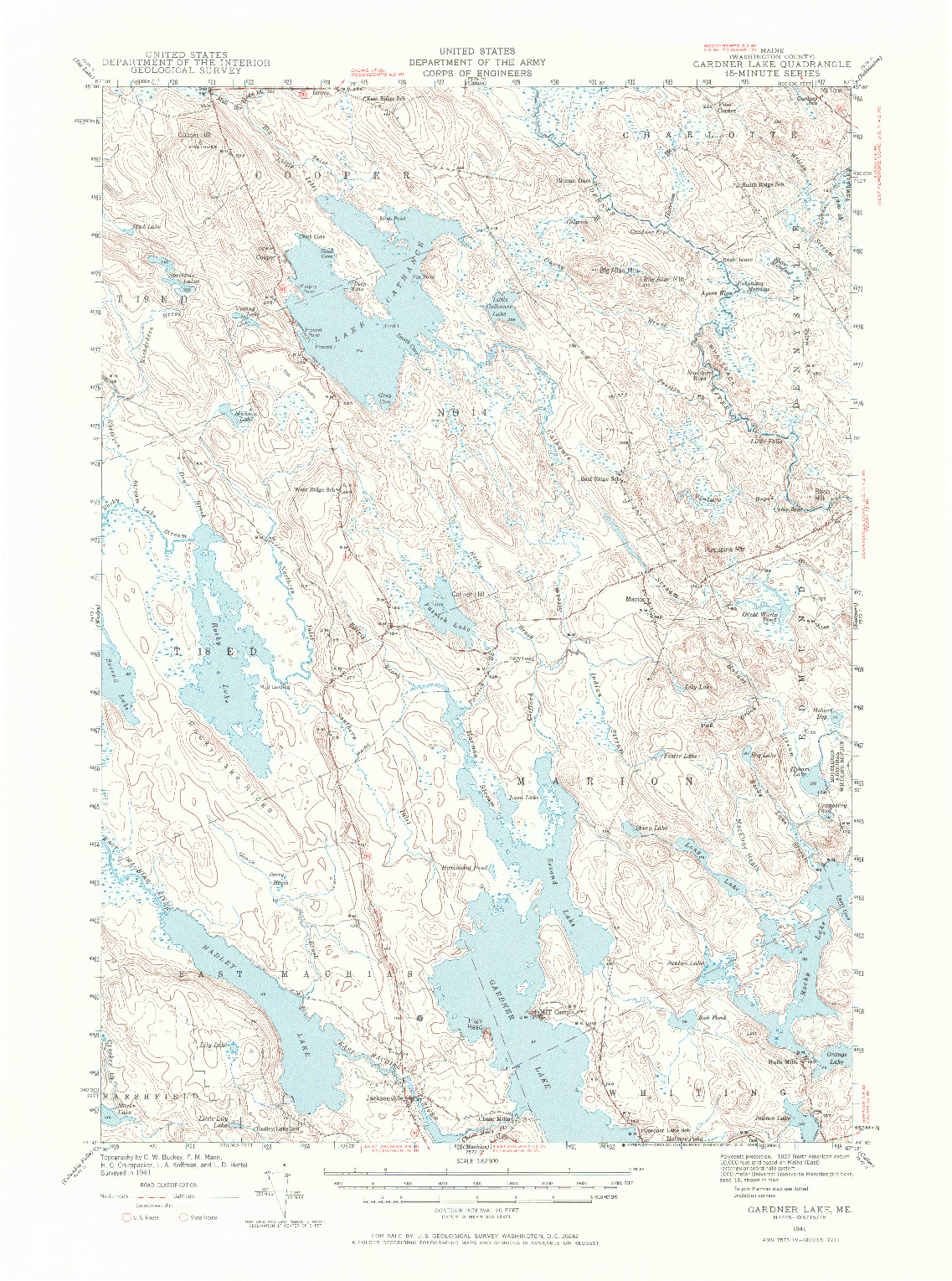 USGS 1:62500-SCALE QUADRANGLE FOR GARDNER LAKE, ME 1941