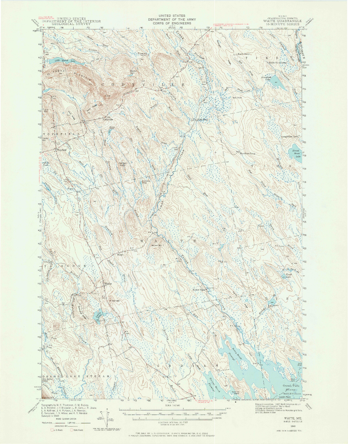 USGS 1:62500-SCALE QUADRANGLE FOR WAITE, ME 1940